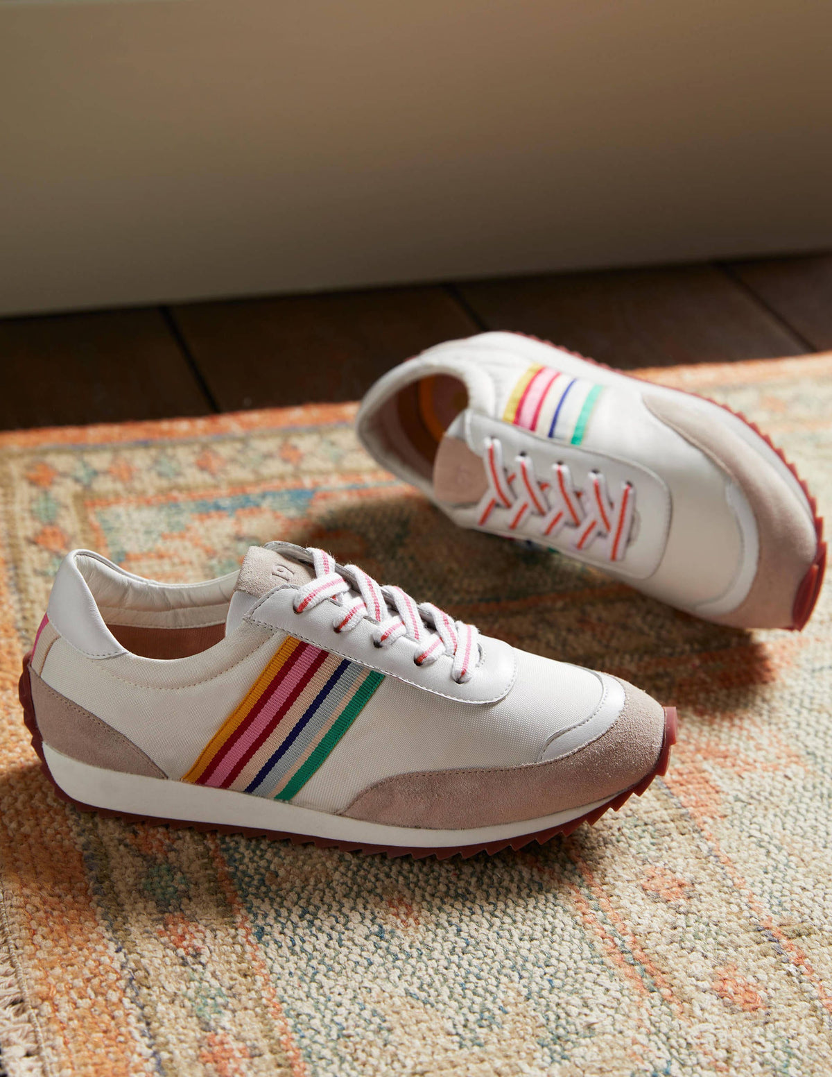 Gestreifte Laufschuhe-Weiß/Bunt, Gestreift-1