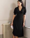 Robe midi Eva en jersey-Noir