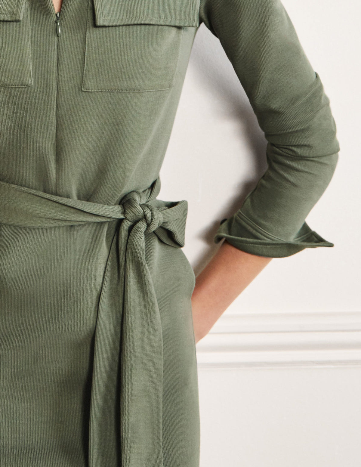 Midi-Hemdblusenkleid aus Ponte-Roma-Jersey-Erlengrün - Image 5