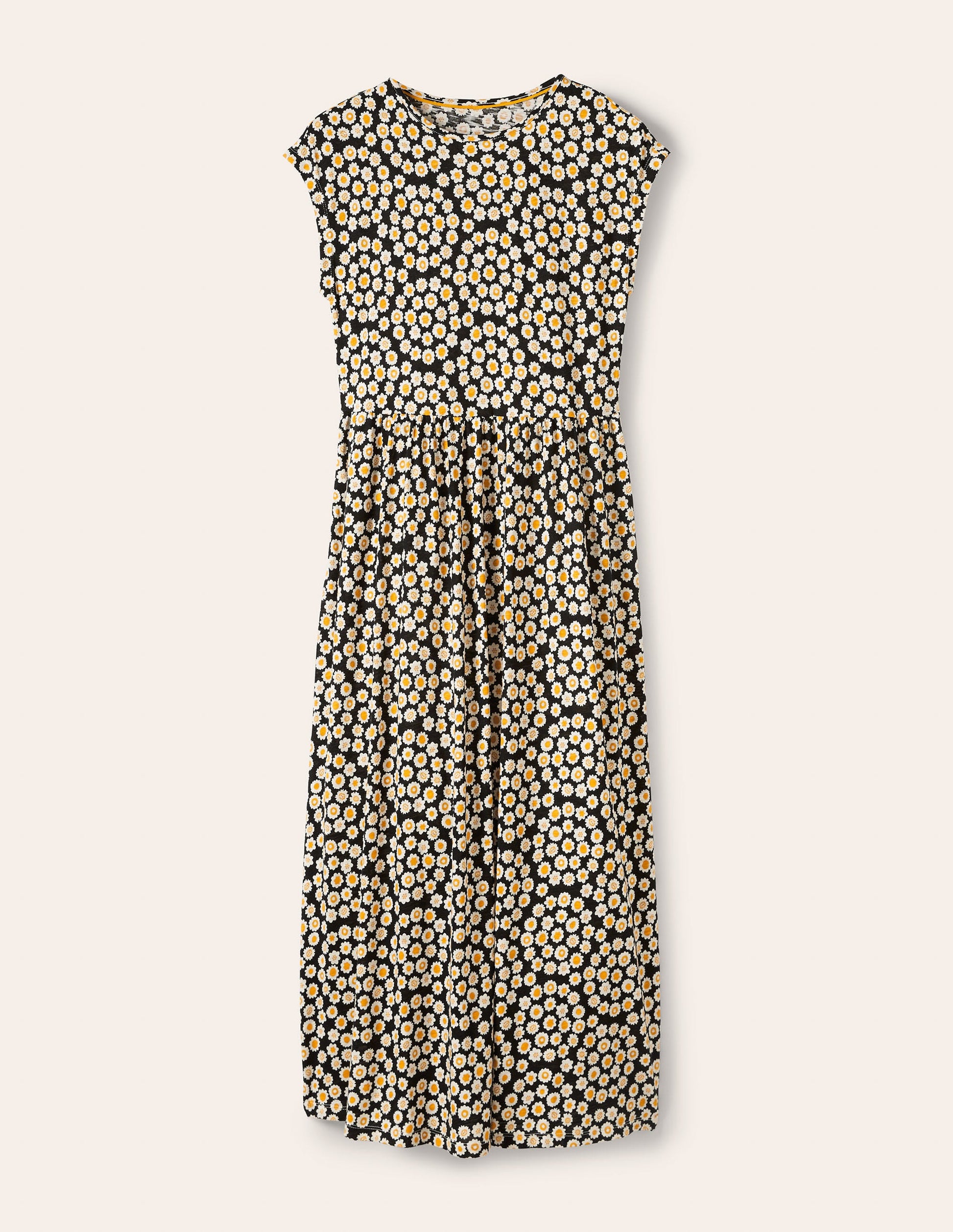 Easy T-Shirt Midi Dress-Black, Ditsy Swirl-5
