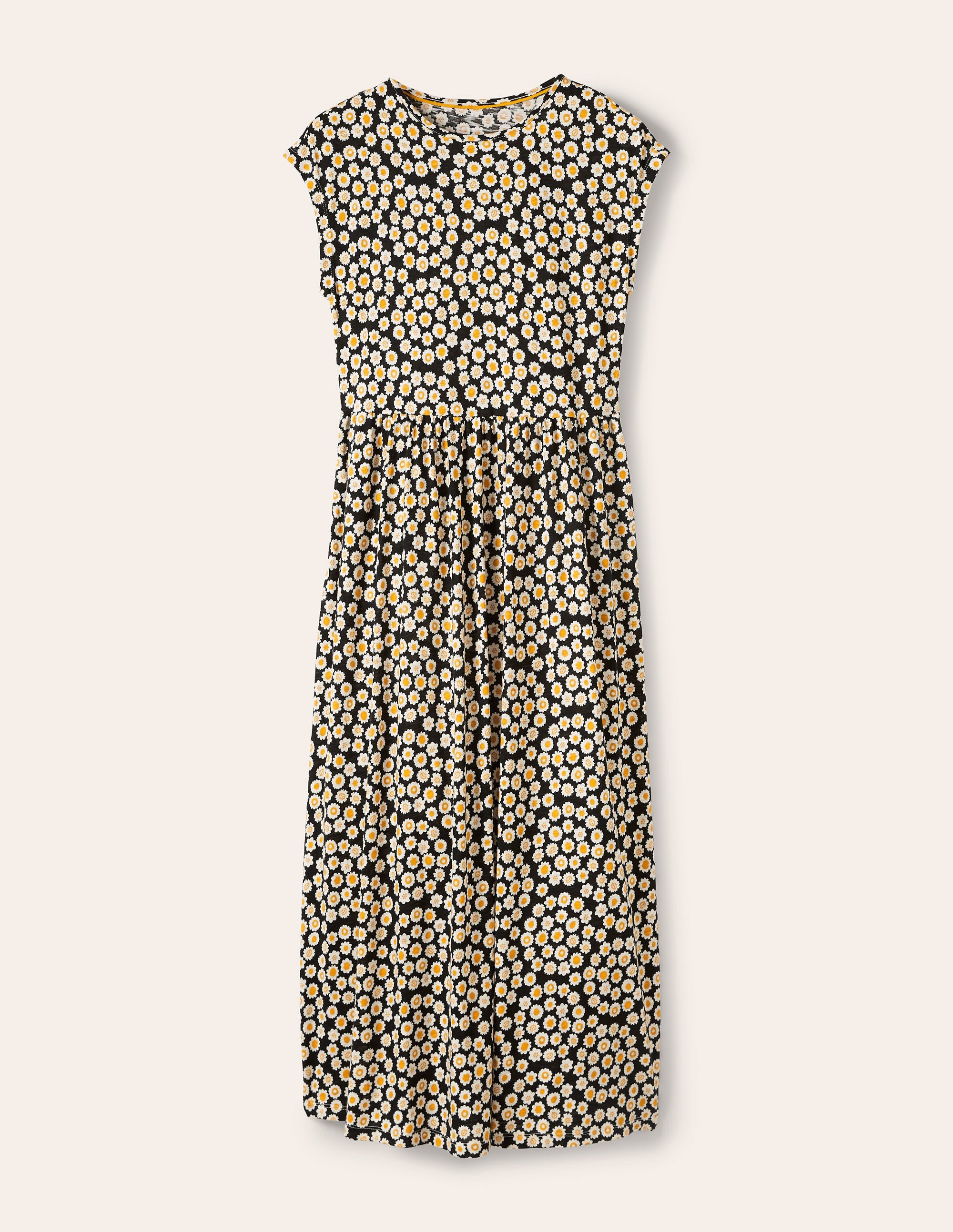 Easy T-Shirt Midi Dress-Black, Ditsy Swirl - Image 5