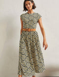 Easy T-Shirt Midi Dress-Black, Ditsy Swirl