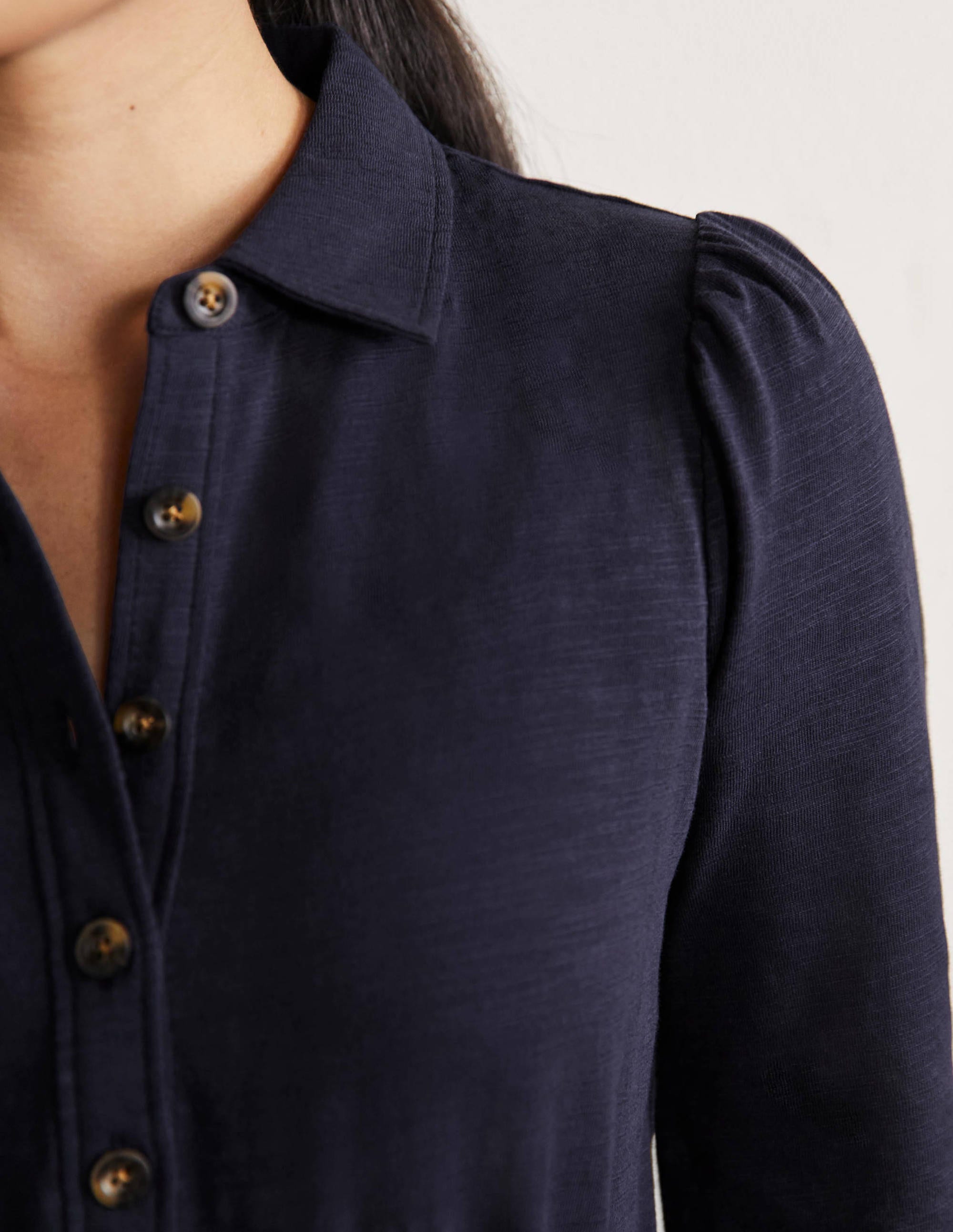 Robe-chemise en jersey-Bleu marine - Image 2