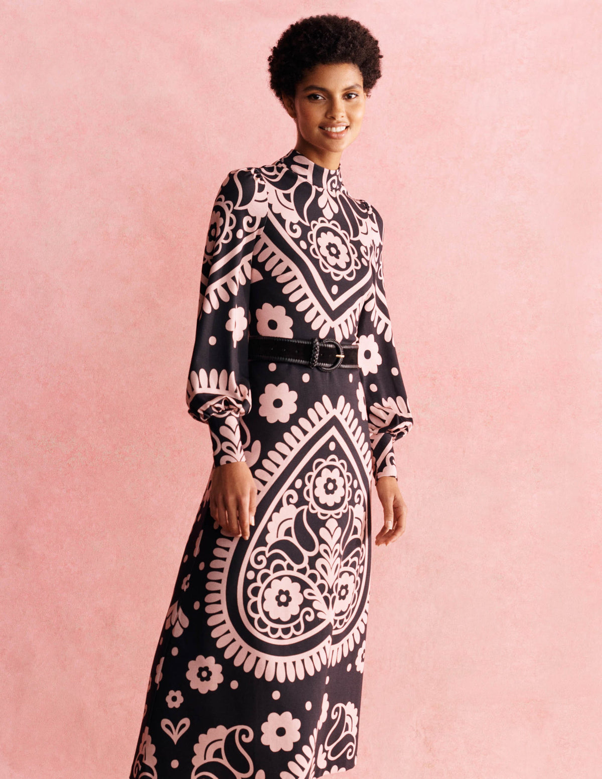 Robe midi en jersey-Noir, motif Floral Heart - Image 7