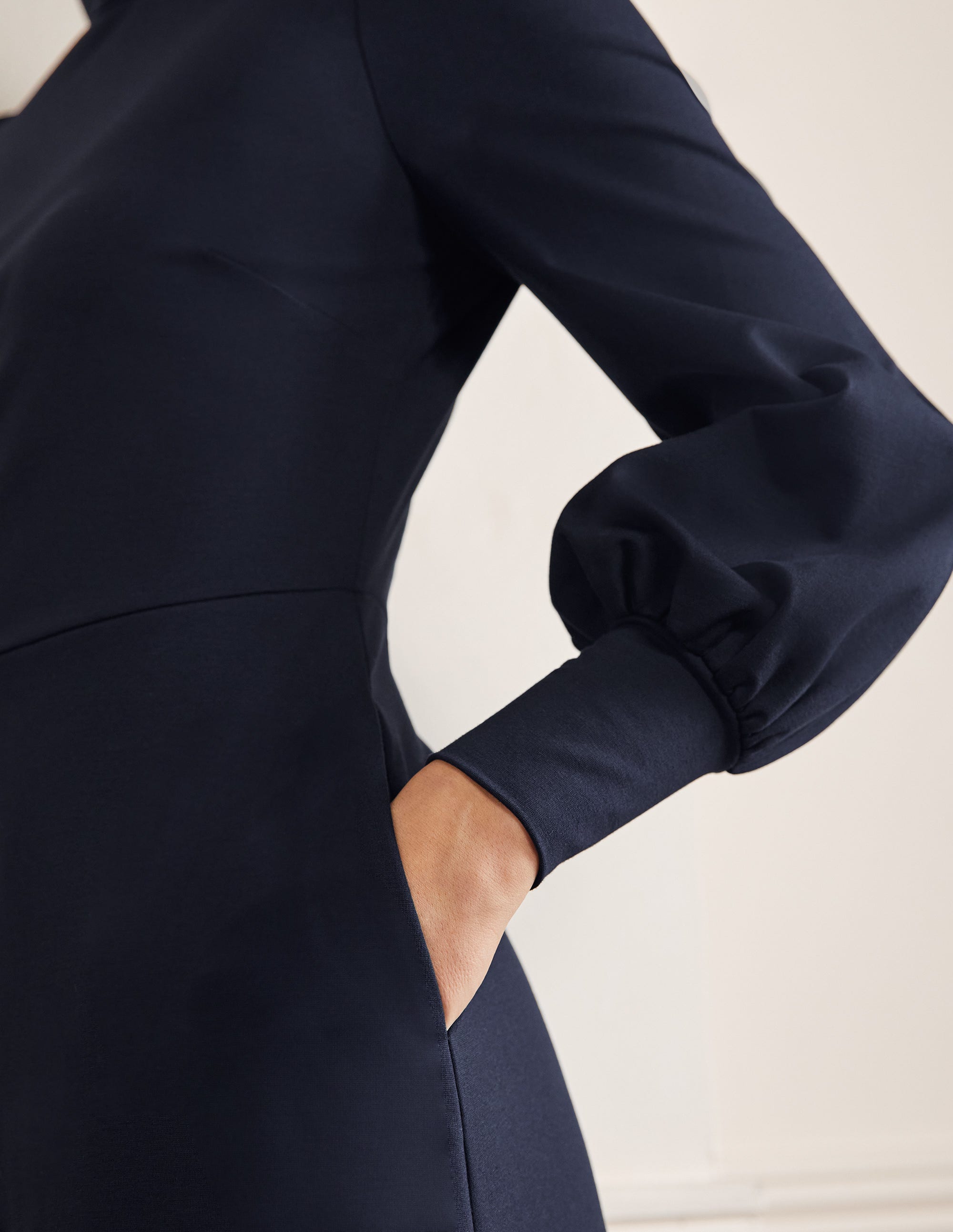 Ponte-Midikleid mit Bündchen-Marineblau - Image 2