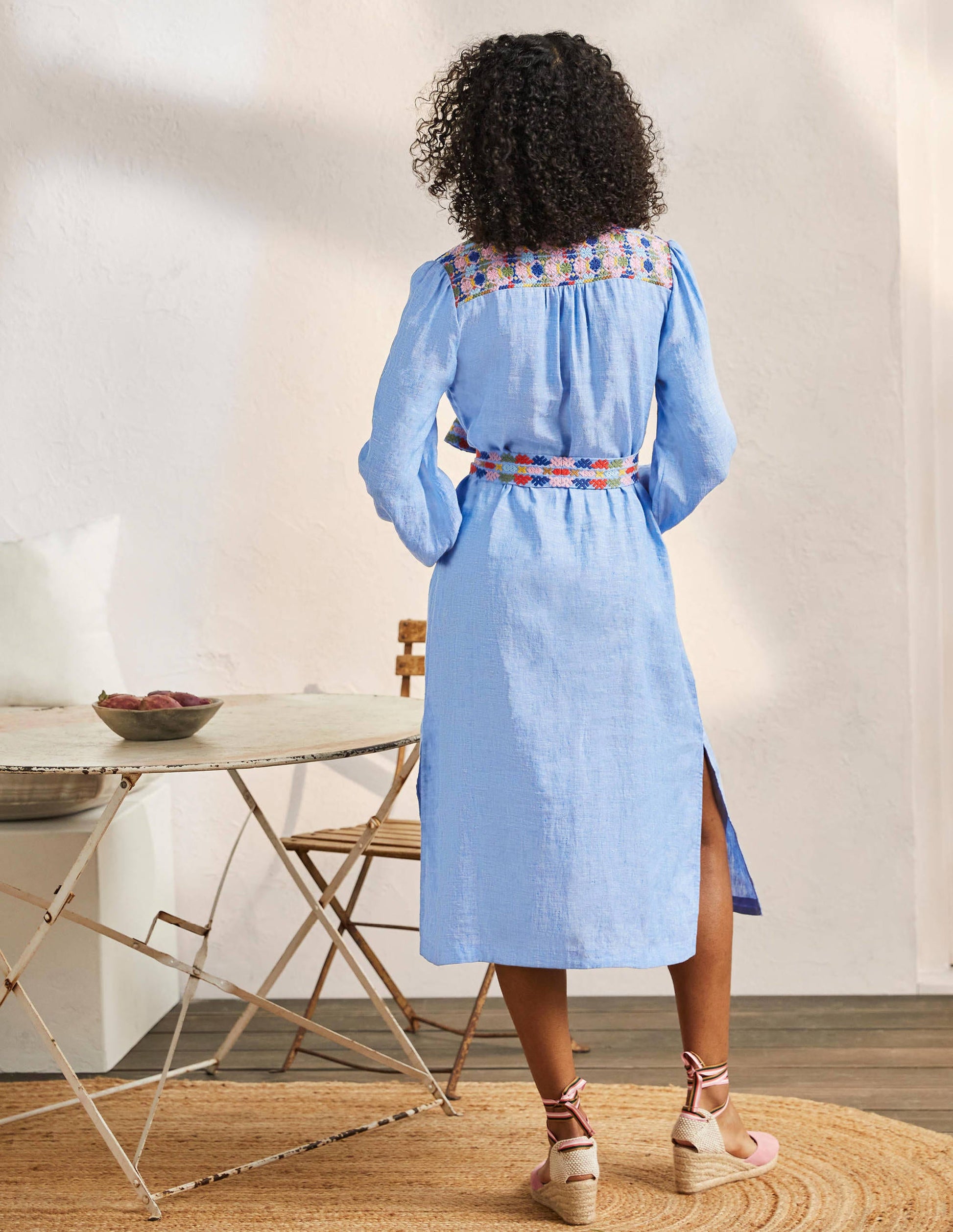 Caftan midi brodé-Chambray-3