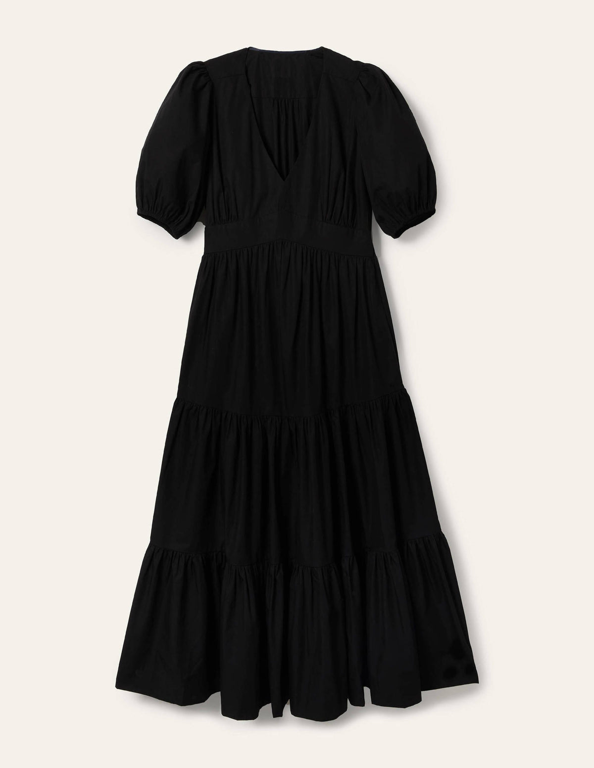 Maxi-Stufenkleid mit Puffärmeln-Schwarz - Image 5