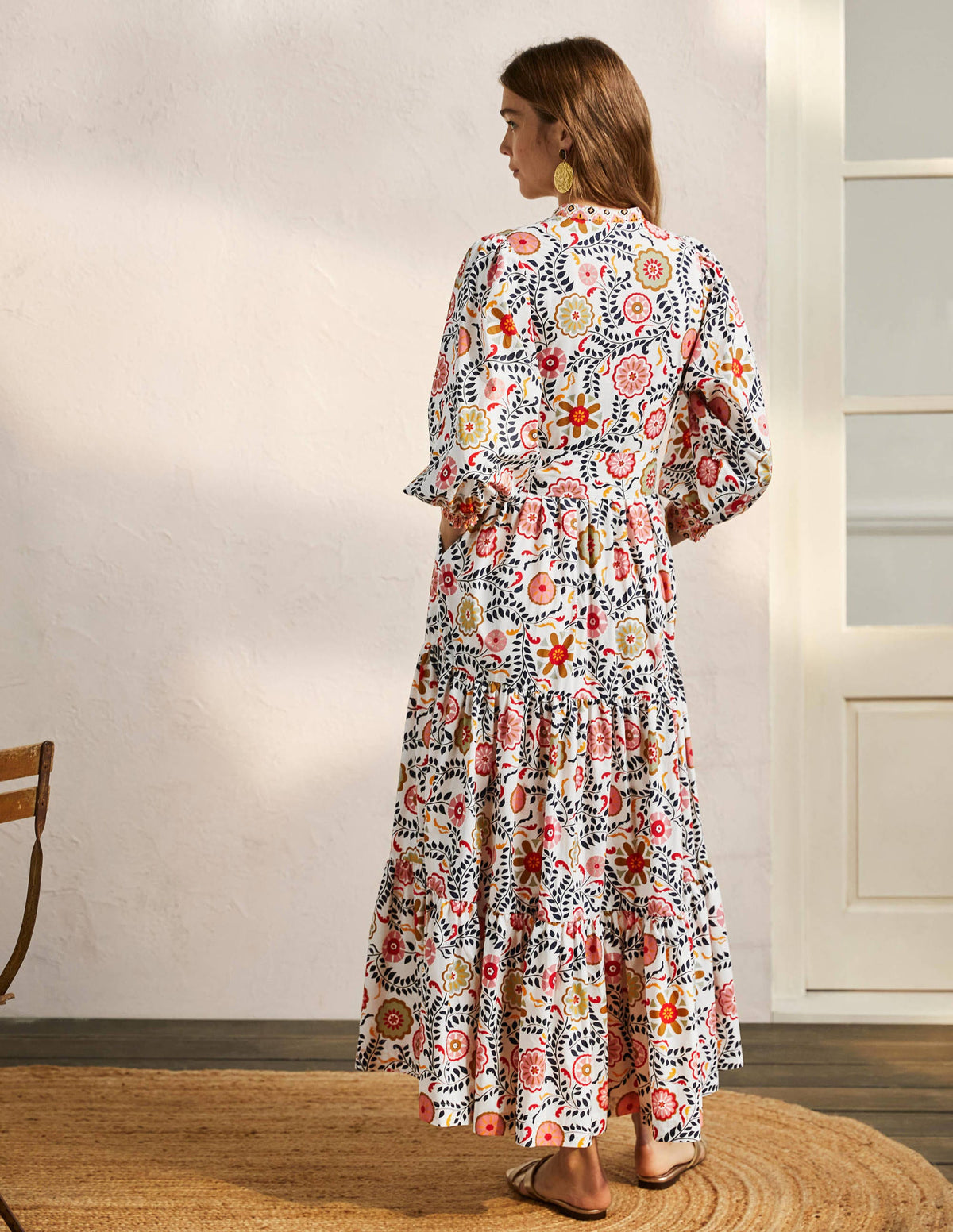 Ava Maxikleid mit Stufen-Naturweiß, Üppiger Garten - Image 2