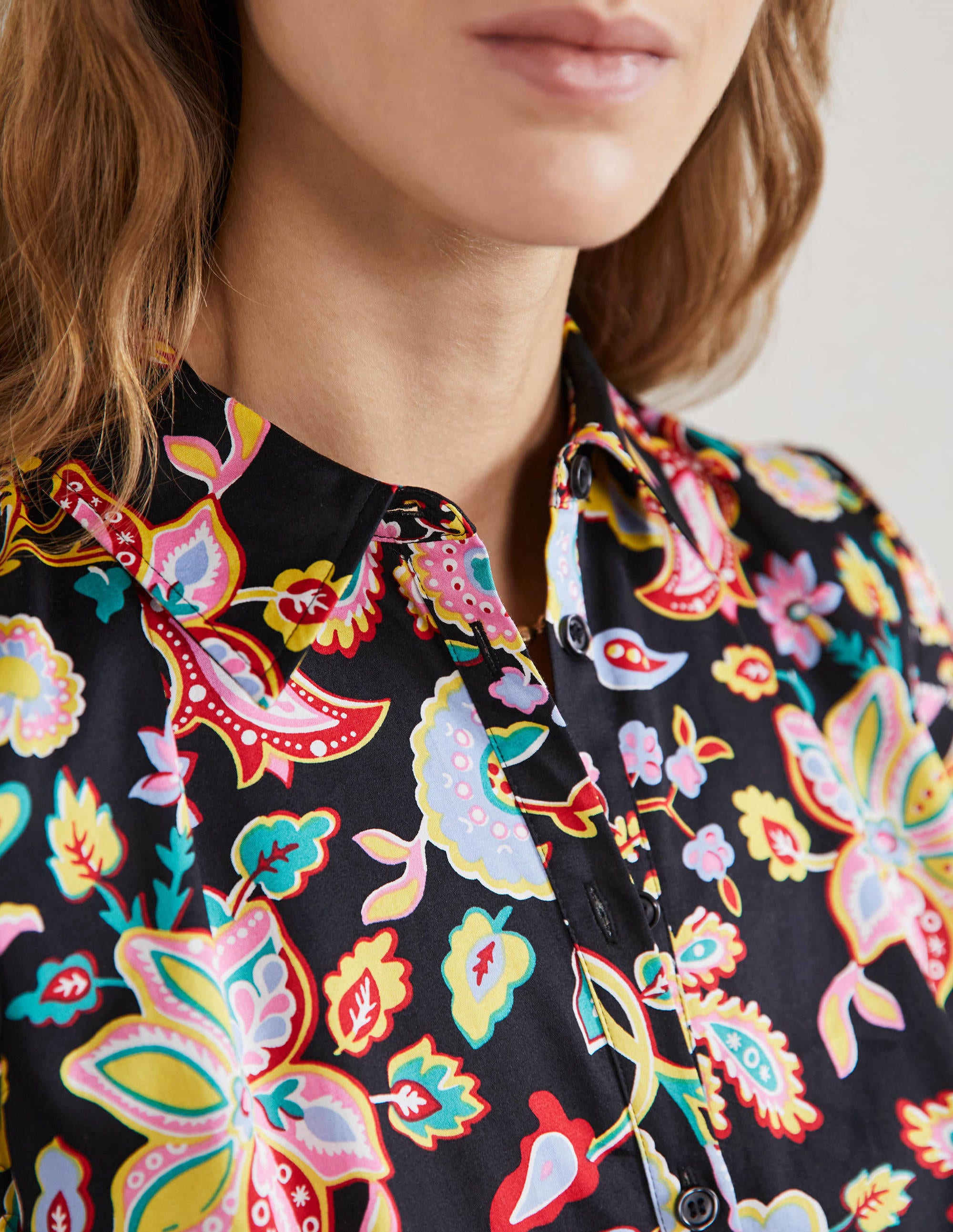 Robe longue boutonnée-Noir, motif Opulent Paradise - Image 2