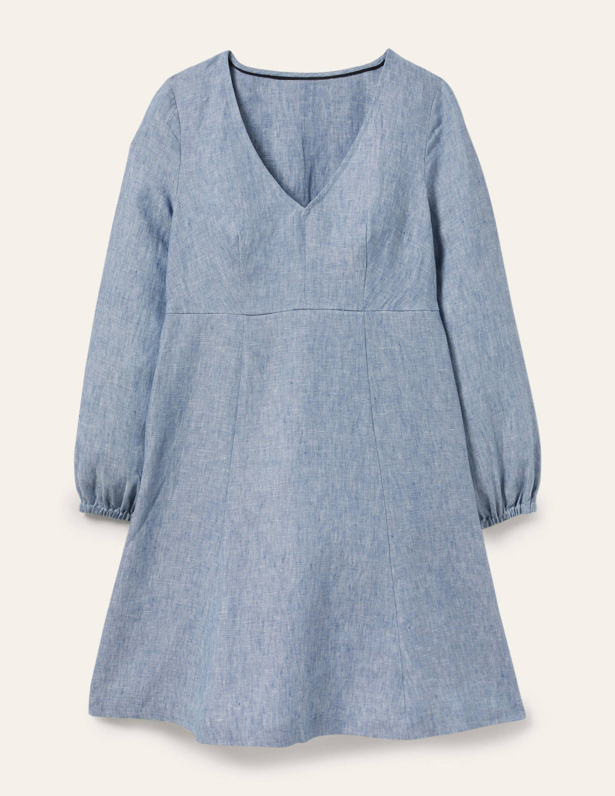 Ausgestelltes Minikleid mit V-Ausschnitt-Faux-Uni - Image 5