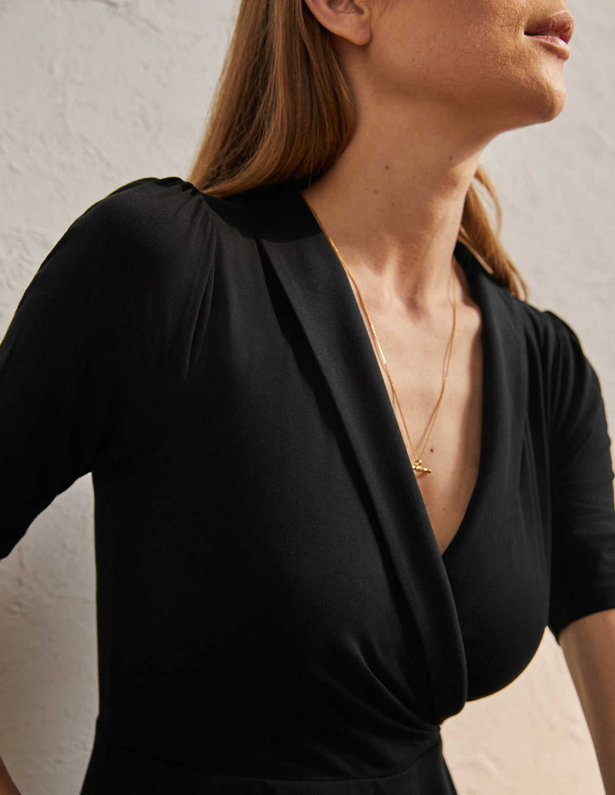 Fixed Wrap Jersey Dress-Black-2