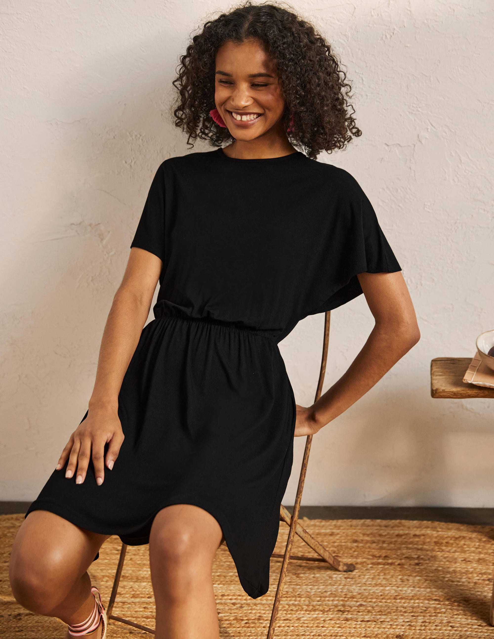 Jerseykleid mit Flatterärmeln-Schwarz - Image 4