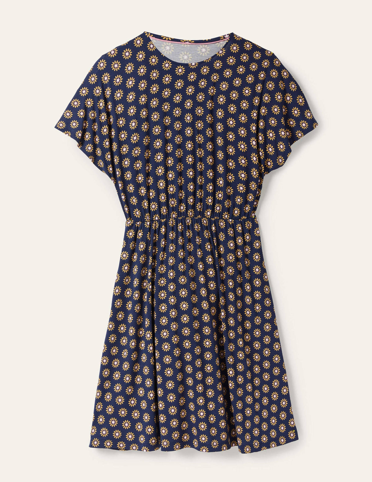 Jerseykleid mit Flatterärmeln-Französisches Navy, Gänseblümchenmuster-5