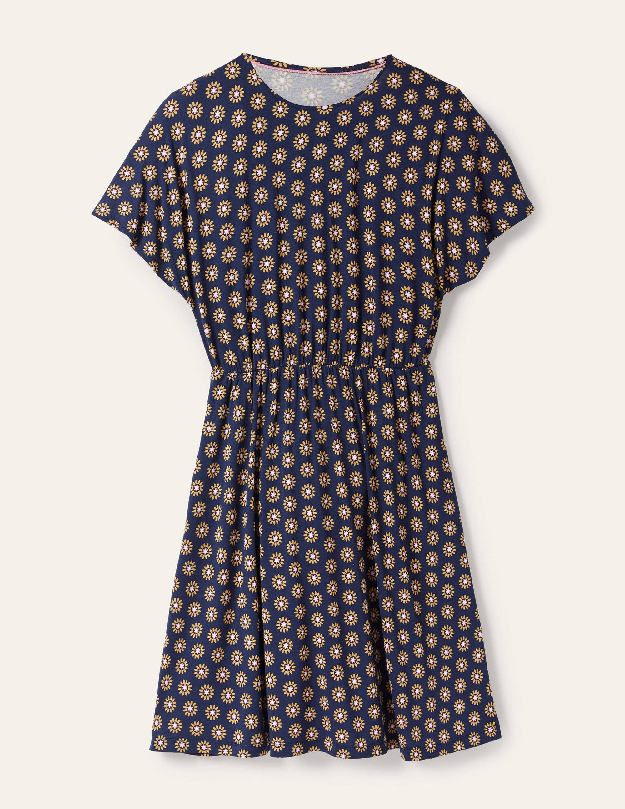 Jerseykleid mit Flatterärmeln-Französisches Navy, Gänseblümchenmuster - Image 5
