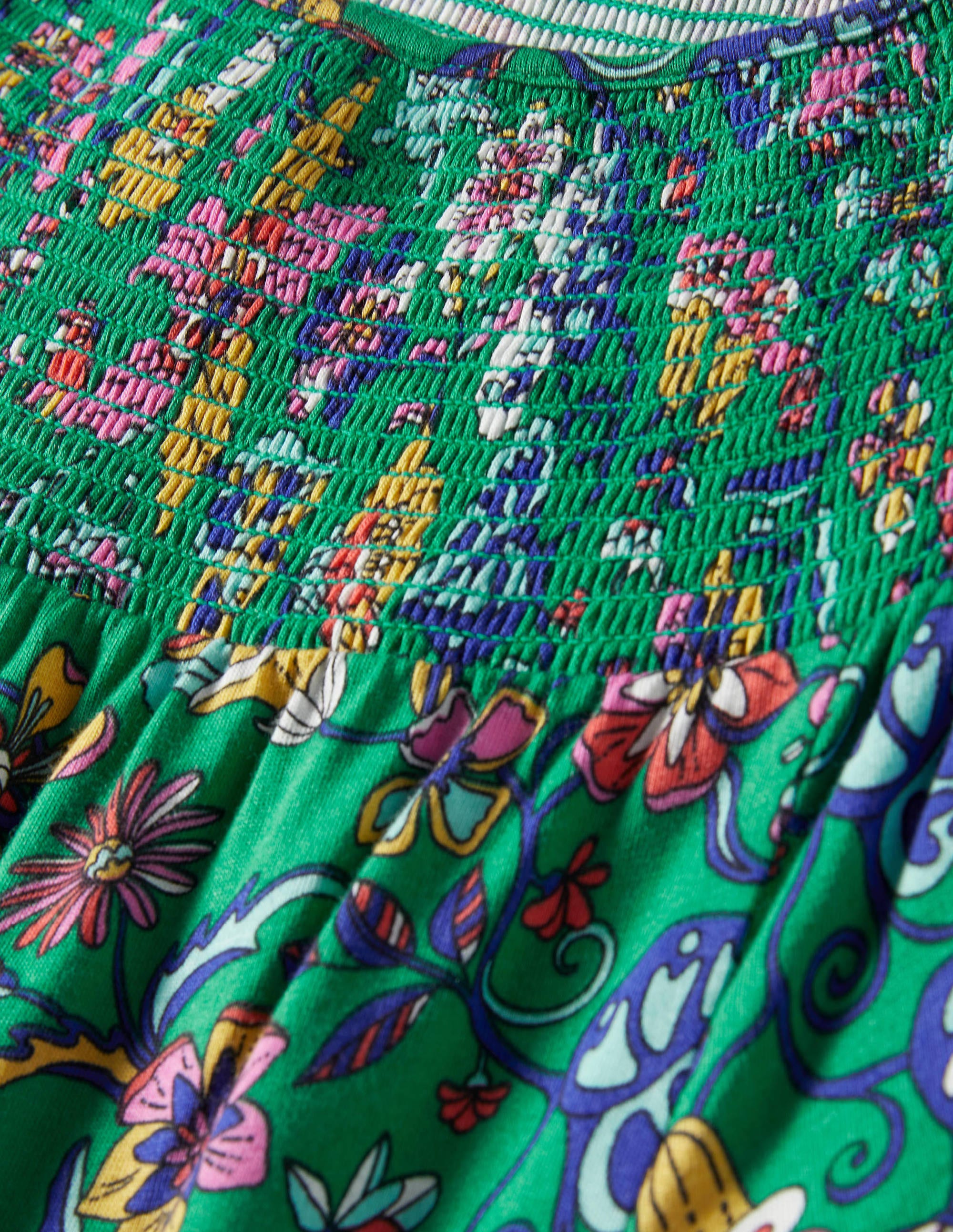 Jersey-Midikleid mit Smokausschnitt-Schottengrün, Blumenmuster - Image 5