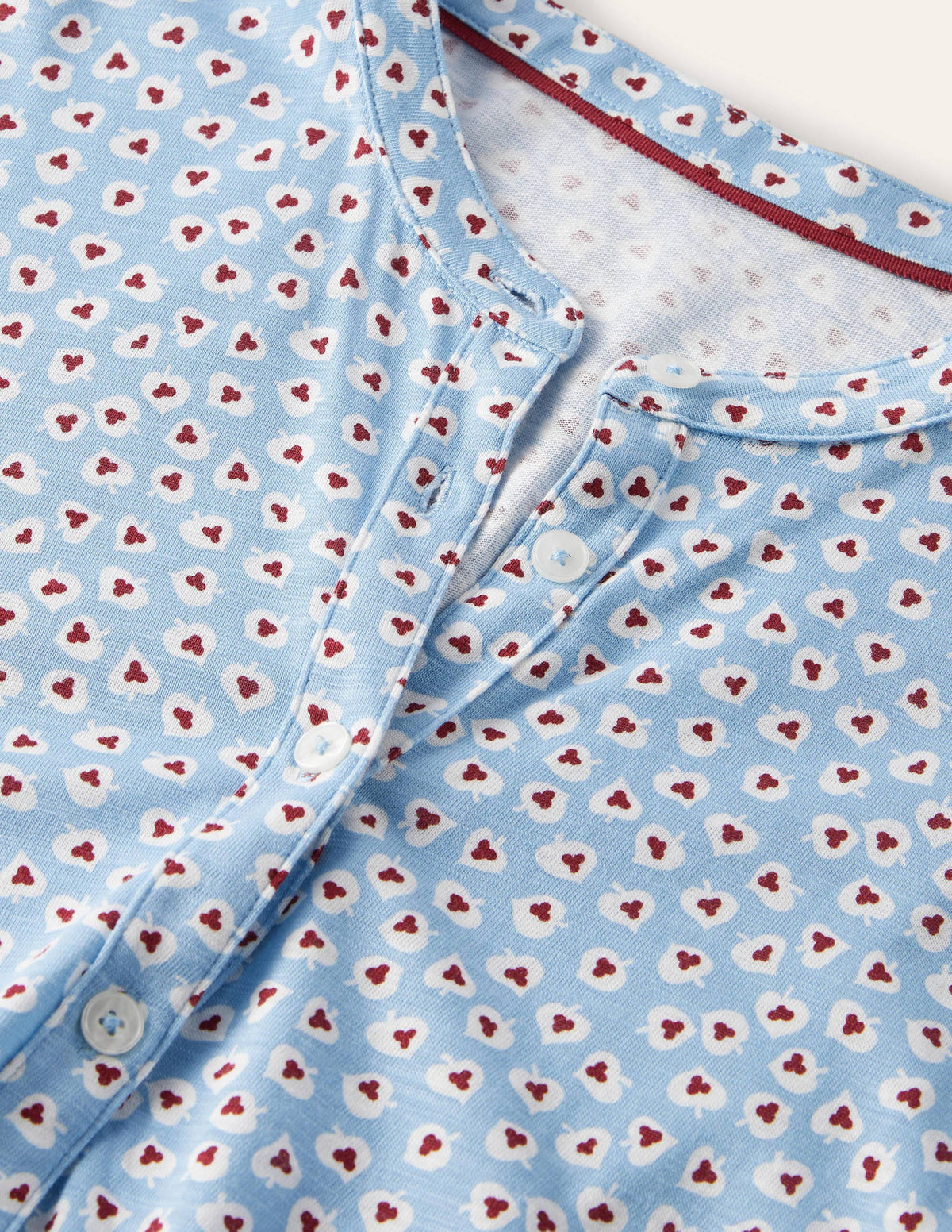 Robe-chemise à smocks en jersey-Bleu ancien, feuille cordiforme - Image 6