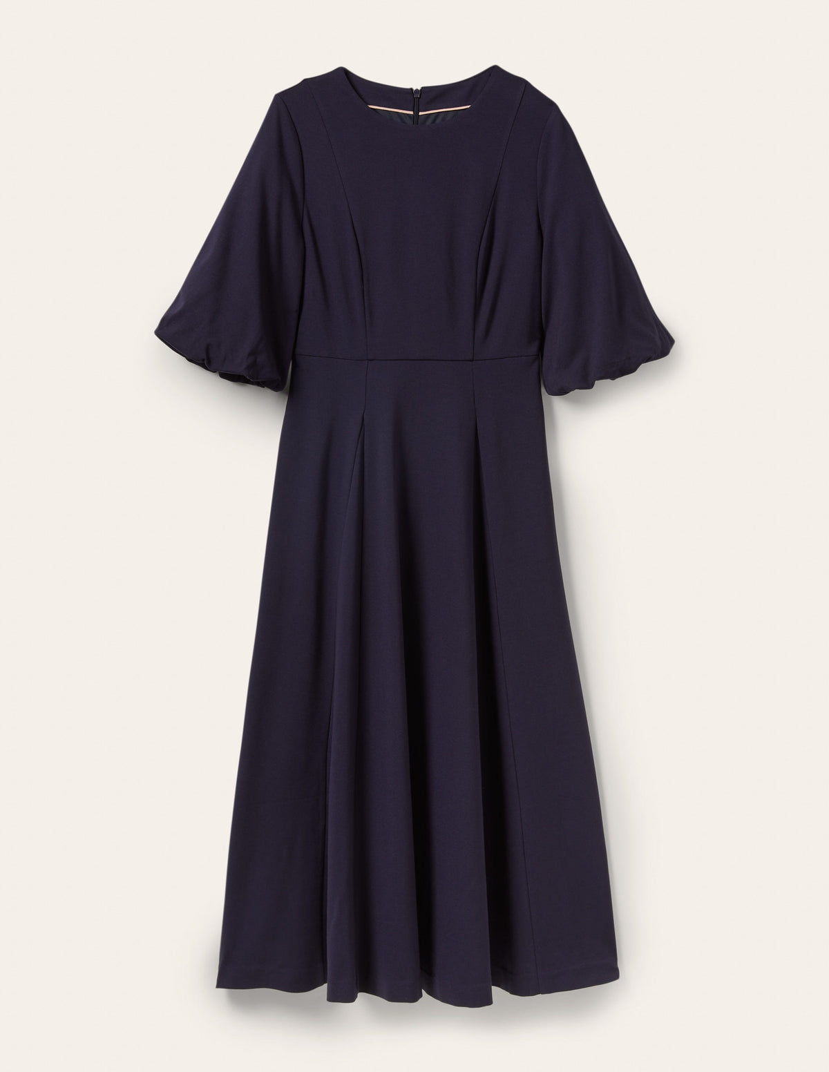 Full Skirt Jersey Midi Dress-Navy - Image 5