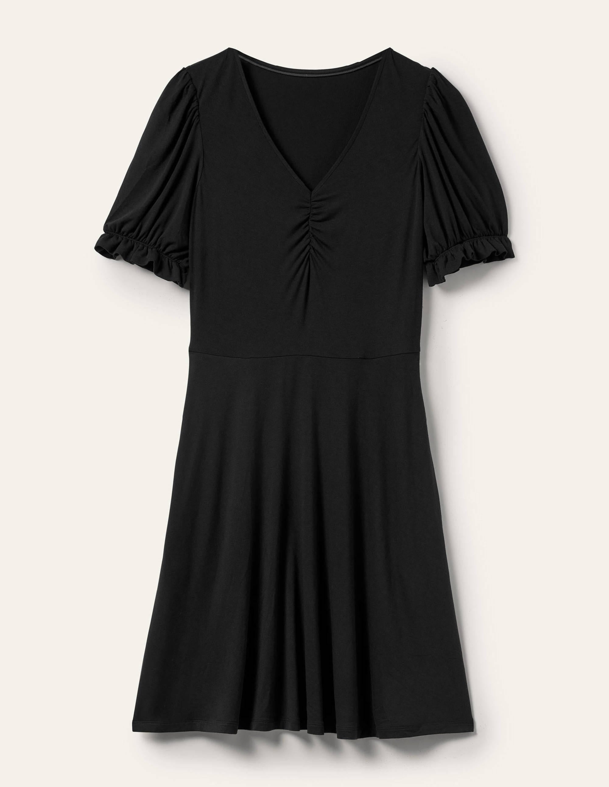 Jerseykleid mit V-Ausschnitt-Schwarz - Image 6