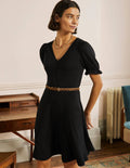 Jerseykleid mit V-Ausschnitt-Schwarz