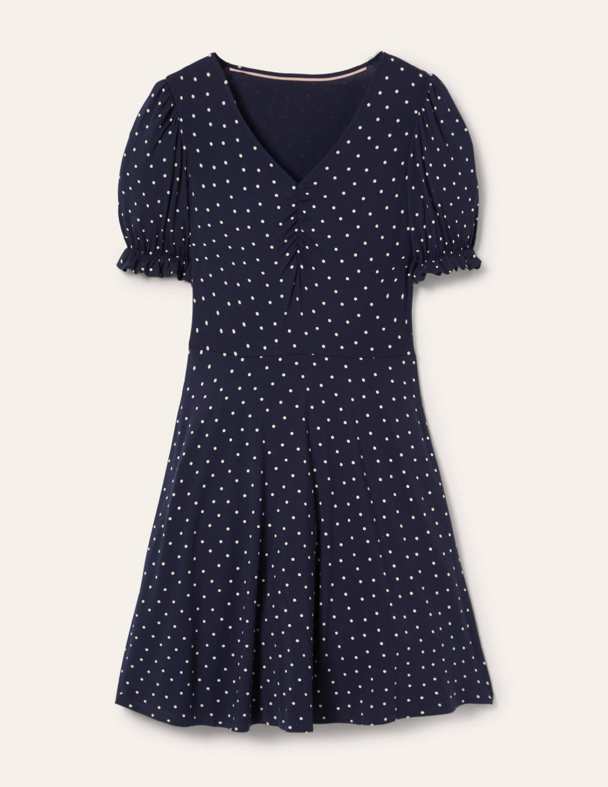 Jerseykleid mit V-Ausschnitt-Navy, Pünktchen - Image 5