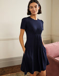 Jerseykleid mit Rundhalsausschnitt-Marineblau