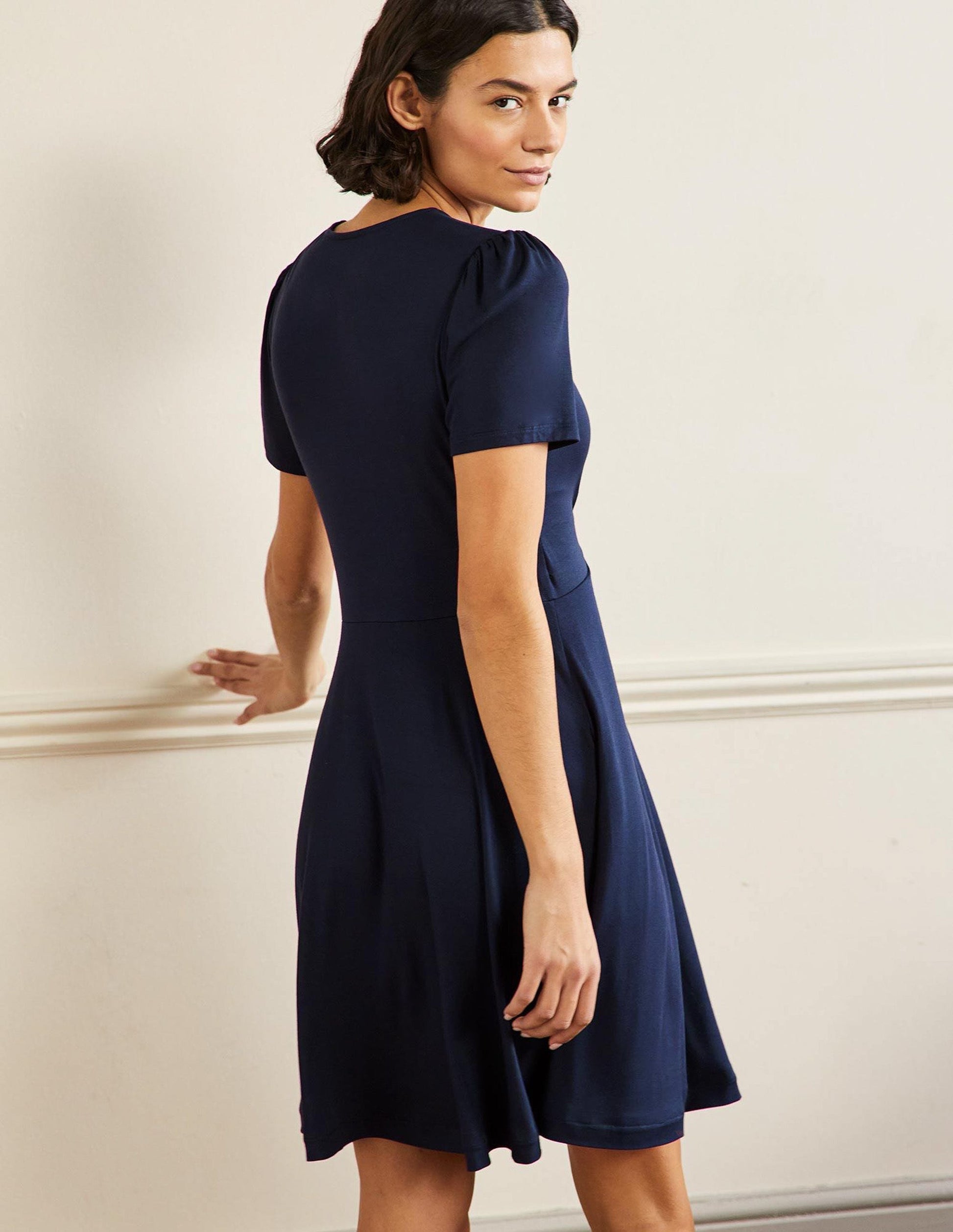 Jerseykleid mit Rundhalsausschnitt-Marineblau-3