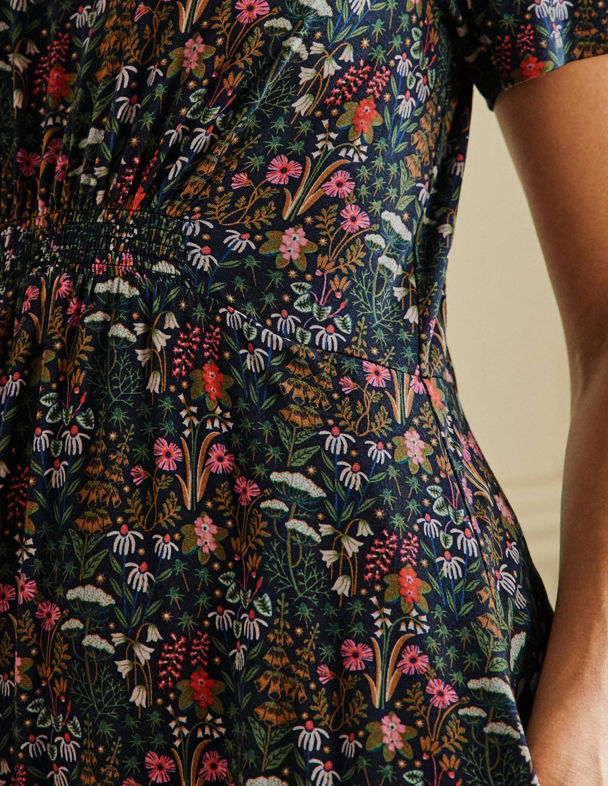 Jerseykleid mit Rundhalsausschnitt-Französisches Navy, Wildblumenblüten-2