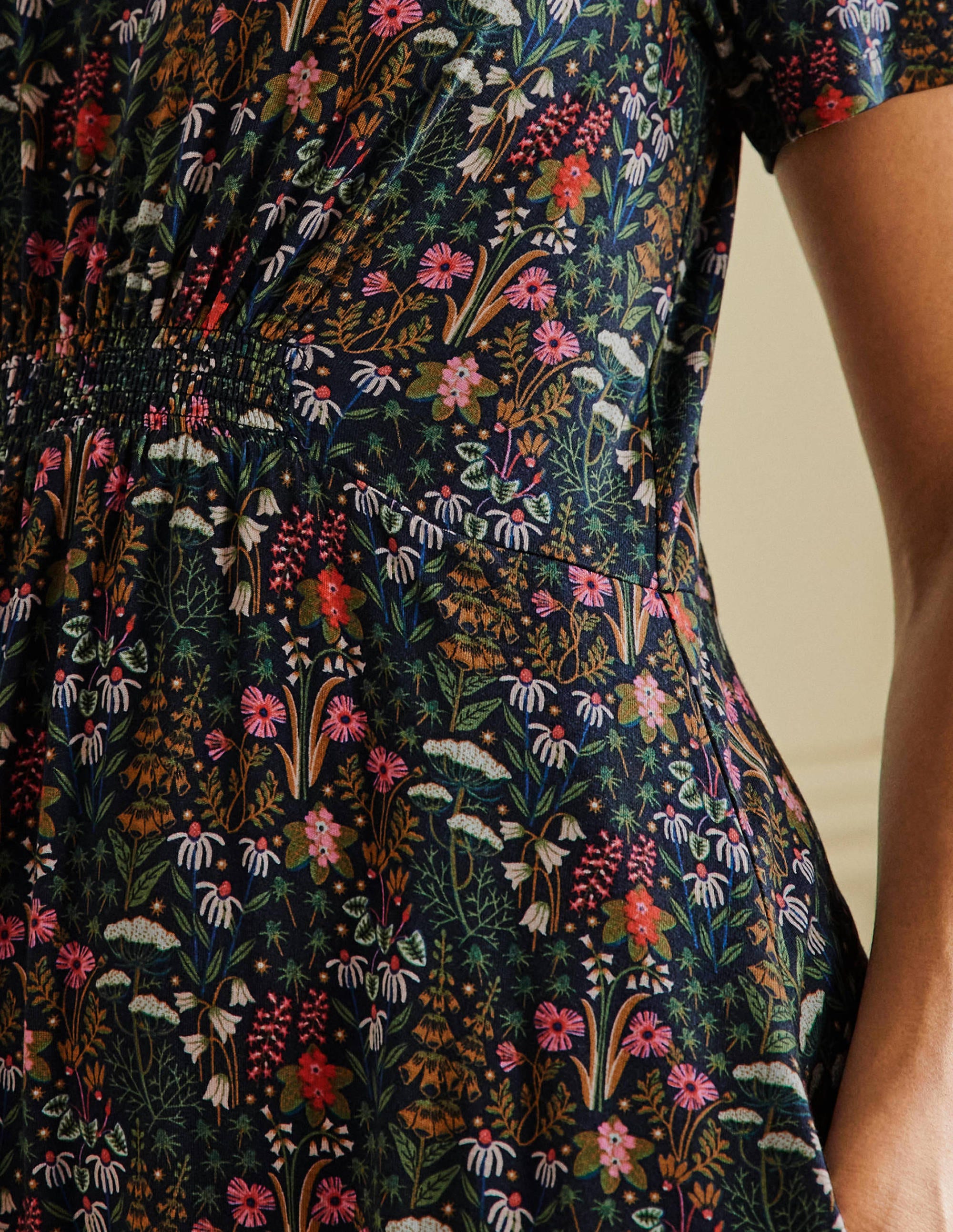 Jerseykleid mit Rundhalsausschnitt-Französisches Navy, Wildblumenblüten - Image 2