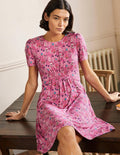 Crew Neck Jersey Dress-Strawberry, Wildflower Bloom