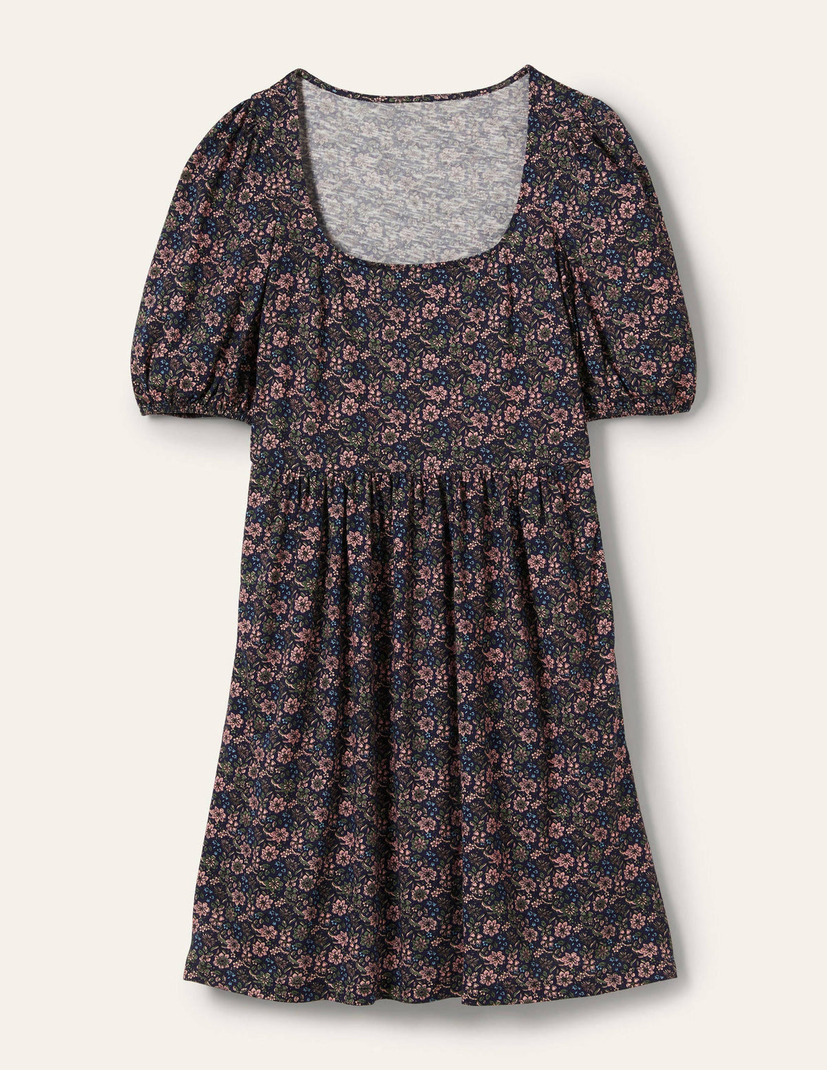 Jerseykleid mit eckigem Ausschnitt-Französisches Navy, Blumenmuster - Image 5