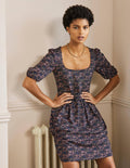 Jerseykleid mit eckigem Ausschnitt-Französisches Navy, Blumenmuster
