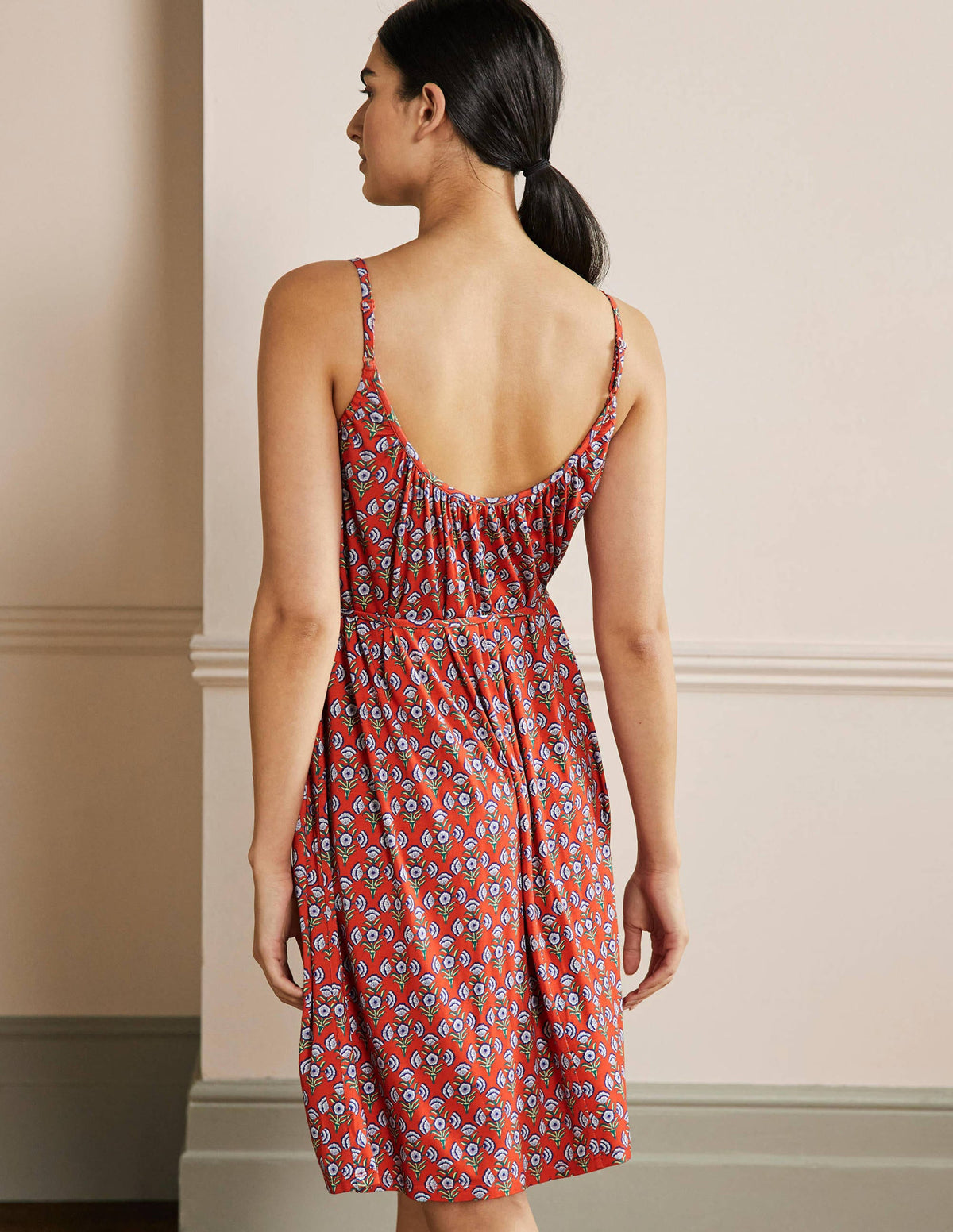 Strappy Jersey Dress-Firecracker, Poppy Geo - Image 3