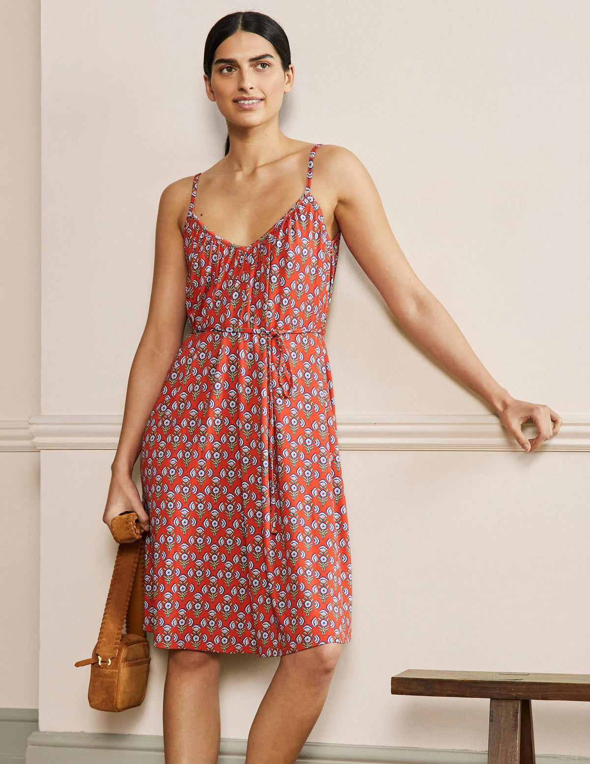 Strappy Jersey Dress-Firecracker, Poppy Geo-4