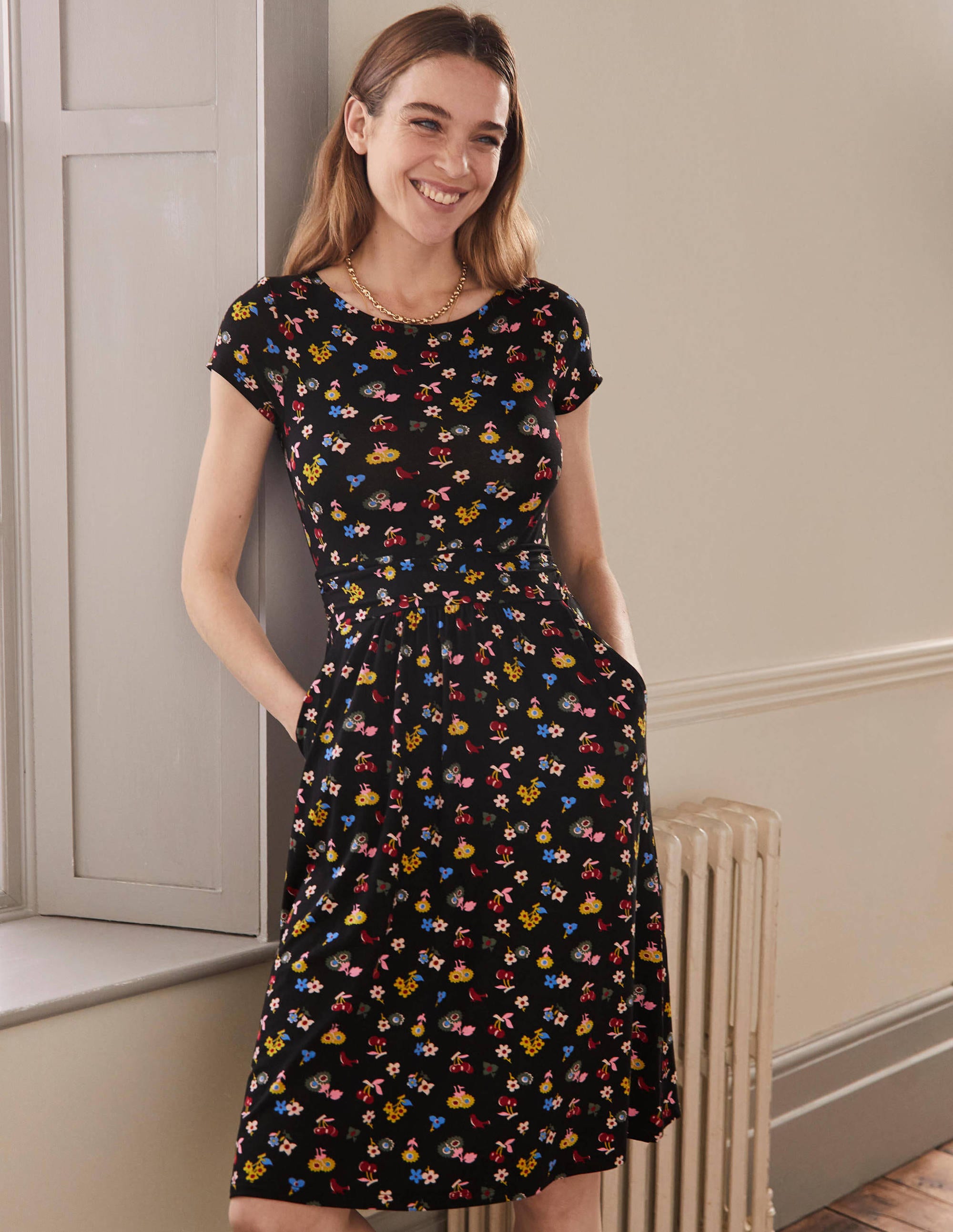 Amelie Jerseykleid-Schwarz, Waldknospen - Image 1