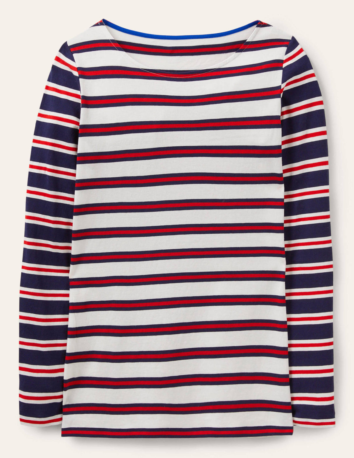 Langärmliges Bretonshirt-Naturweiß/Rot/Navy, Gestreift-5