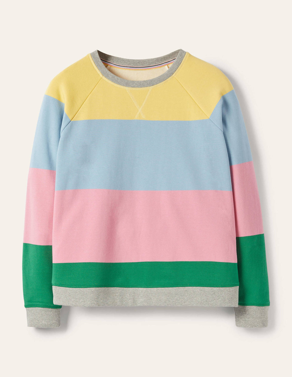 Gemustertes Sweatshirt aus Baumwolle-Pastellgelb/Kirschblütenrosa - Image 5