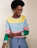 Gemustertes Sweatshirt aus Baumwolle-Pastellgelb/Kirschblütenrosa