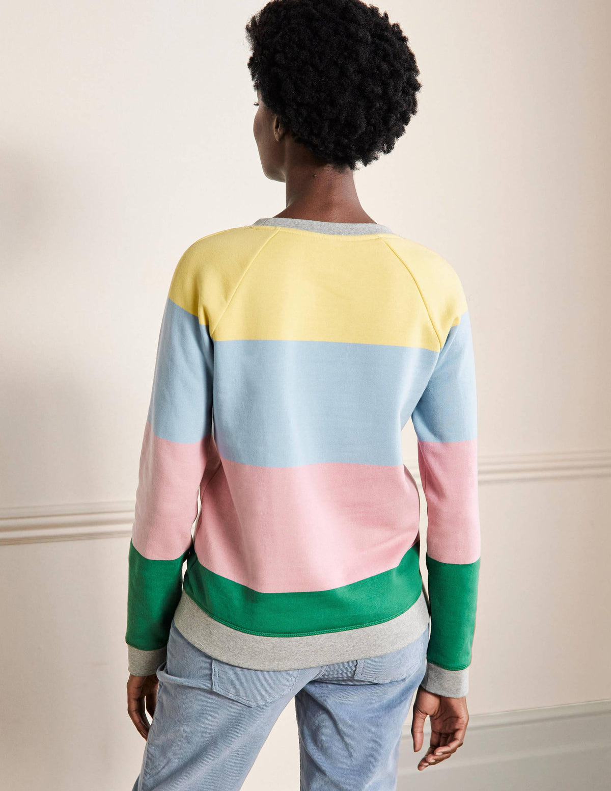 Gemustertes Sweatshirt aus Baumwolle-Pastellgelb/Kirschblütenrosa - Image 3