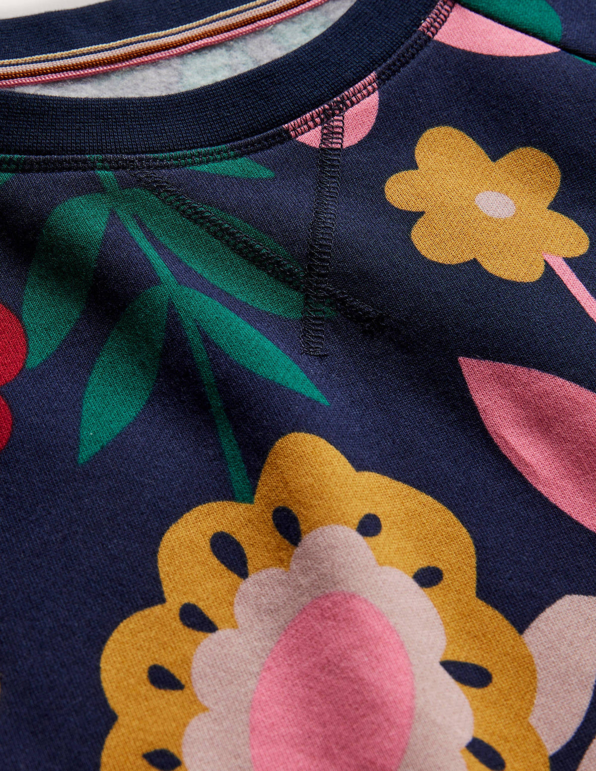 Gemustertes Sweatshirt aus Baumwolle-Navy, Blüten-6