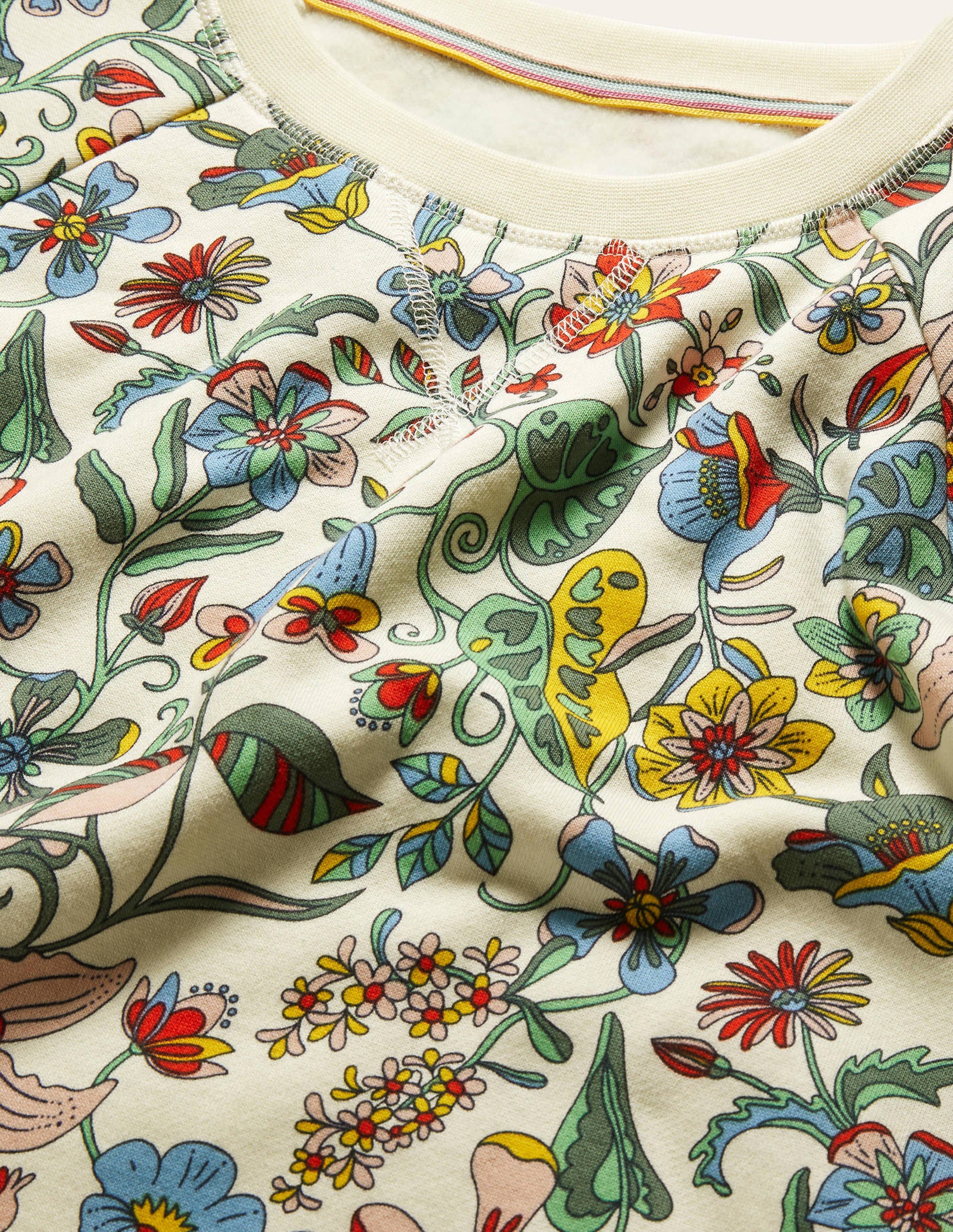 Gemustertes Sweatshirt aus Baumwolle-Naturweiß, Tropisches Blumenmuster - Image 5