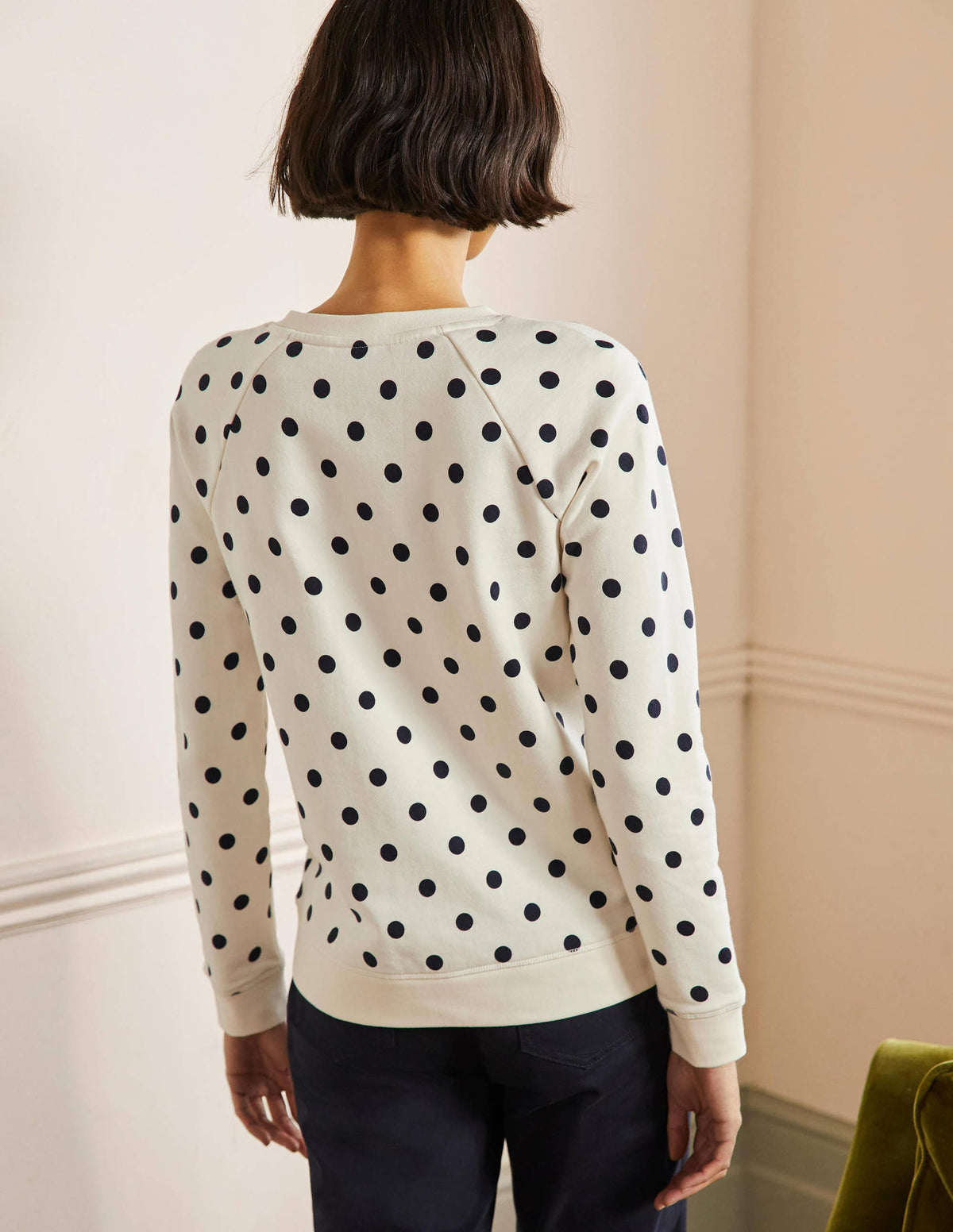 Gemustertes Sweatshirt aus Baumwolle-Naturweiß, Getupft - Image 3