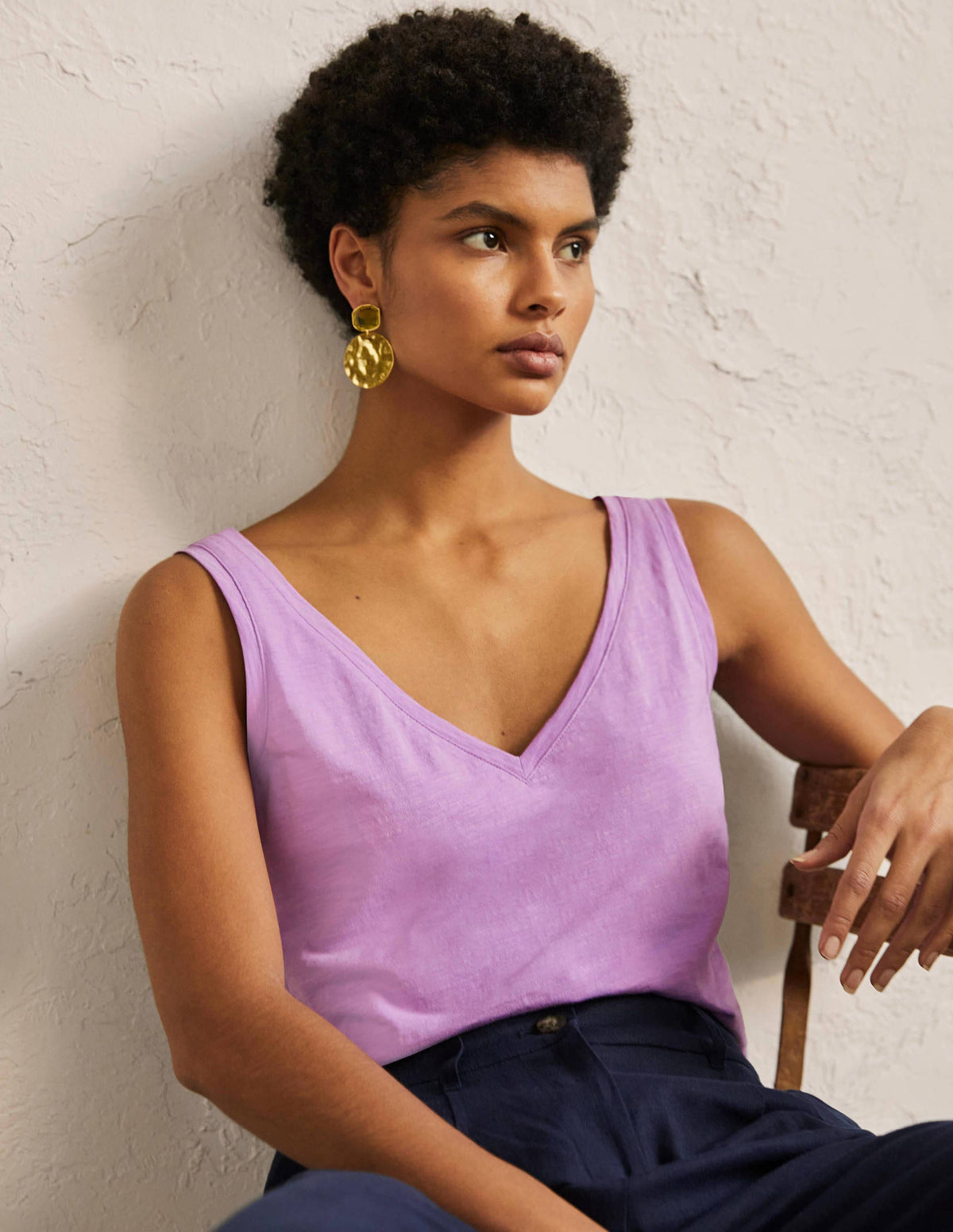 Das ärmellose Baumwolloberteil-Afrikanisches Violett-4