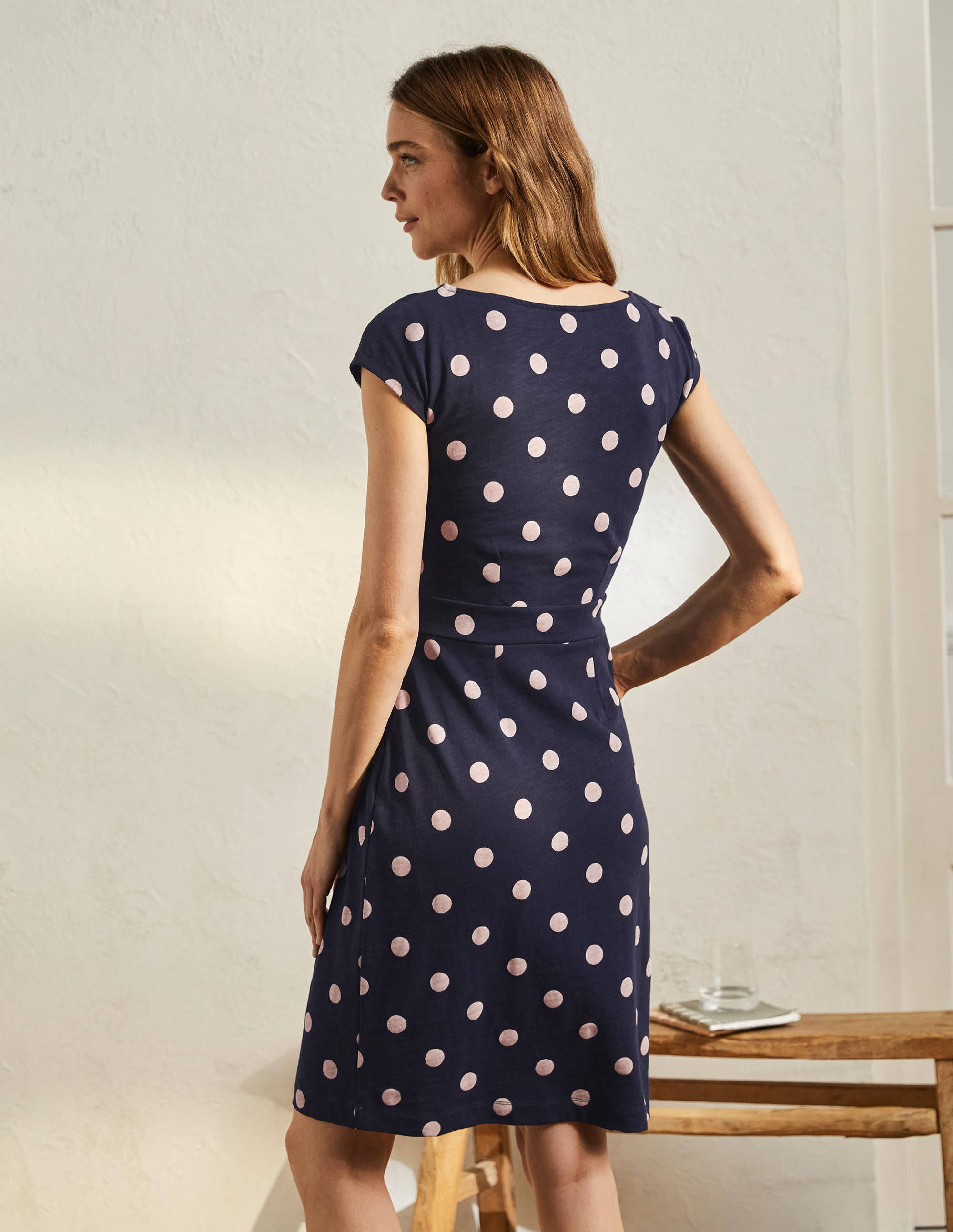 Florrie Jerseykleid-Navy, Getupft - Image 3