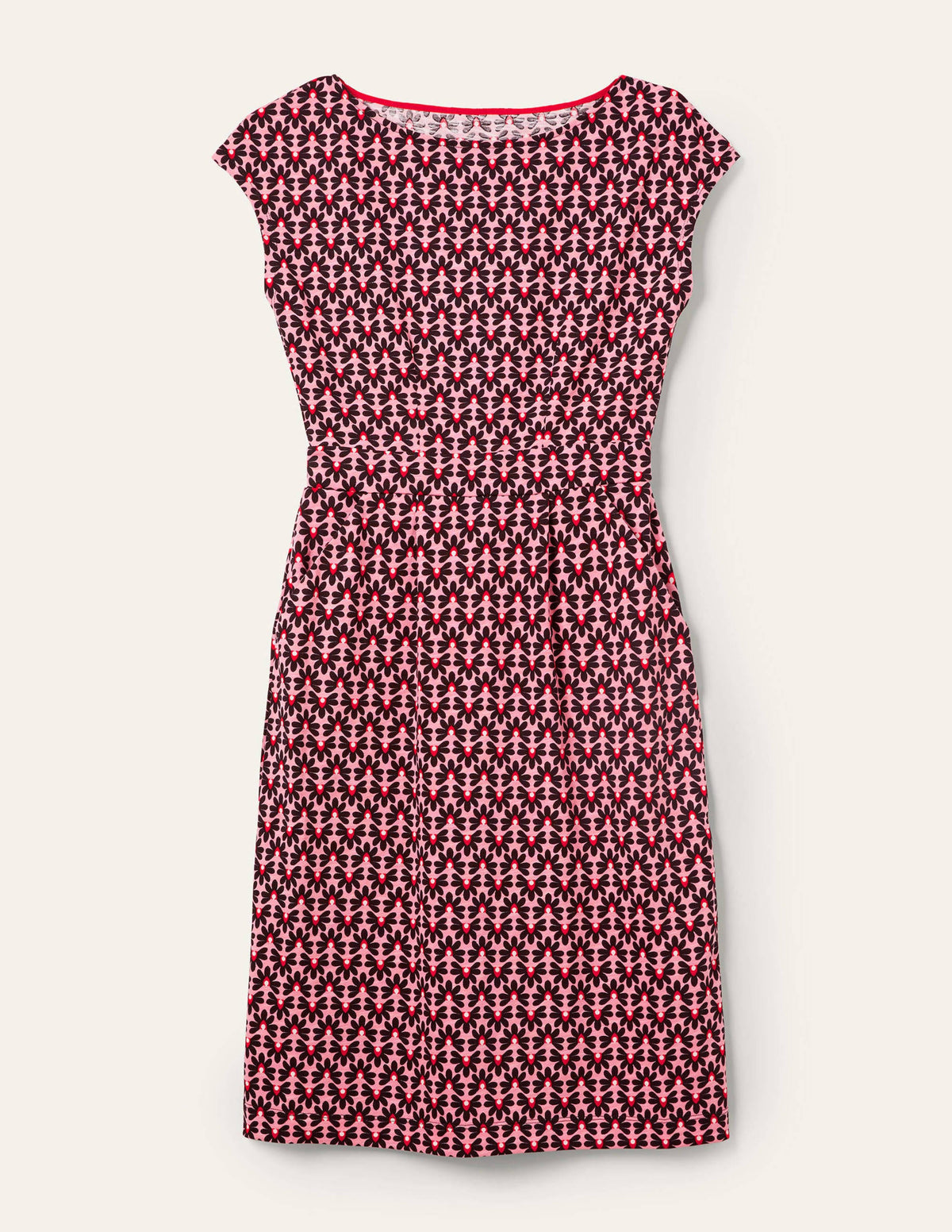 Robe Florrie en jersey-Rose formica, mosaïque florale géométrique-5