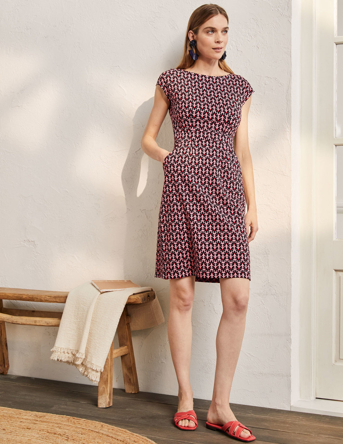Robe Florrie en jersey-Rose formica, mosaïque florale géométrique - Image 4