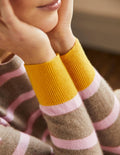 Gestreifter Kaschmirpullover-Beige-Braun, Gestreift