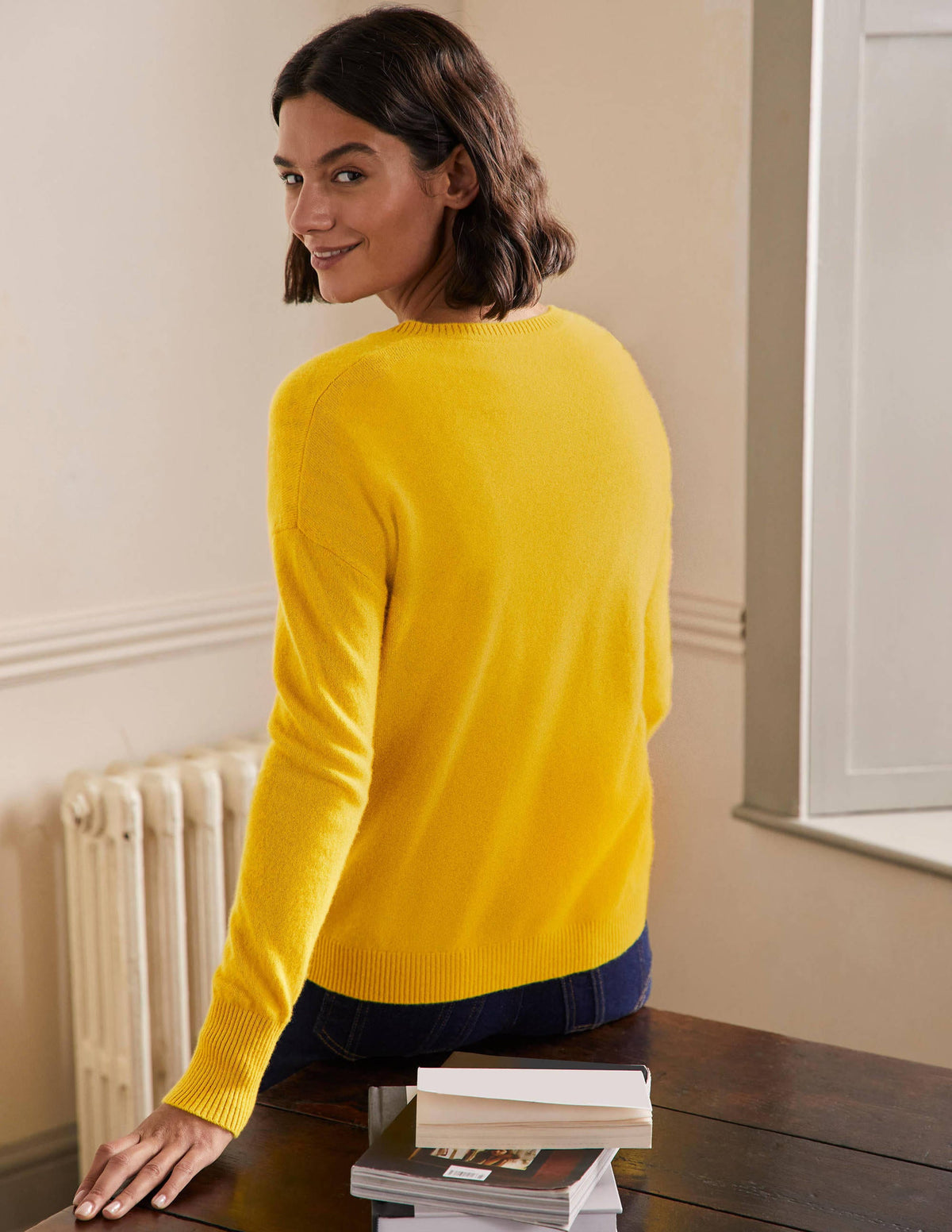 Bequemer Kaschmircardigan-Zitronengelb - Image 3