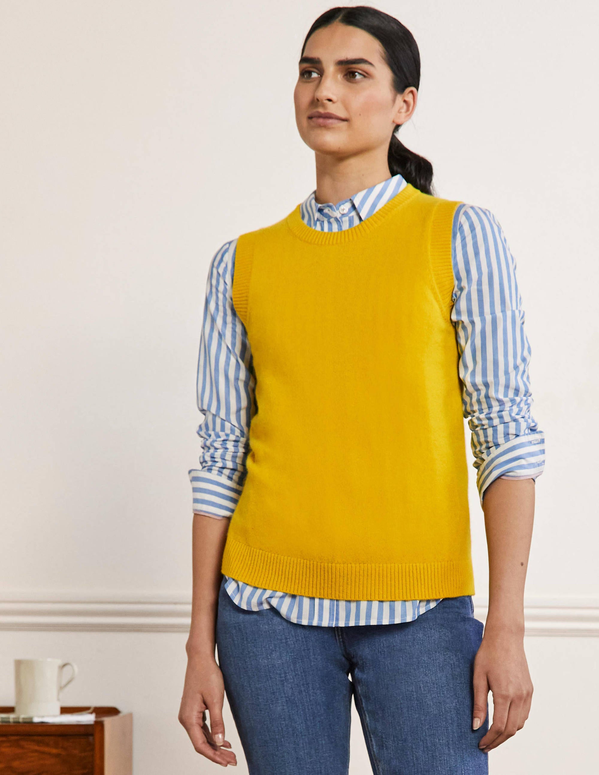 Débardeur en maille de cachemire-Jaune citrine - Image 1