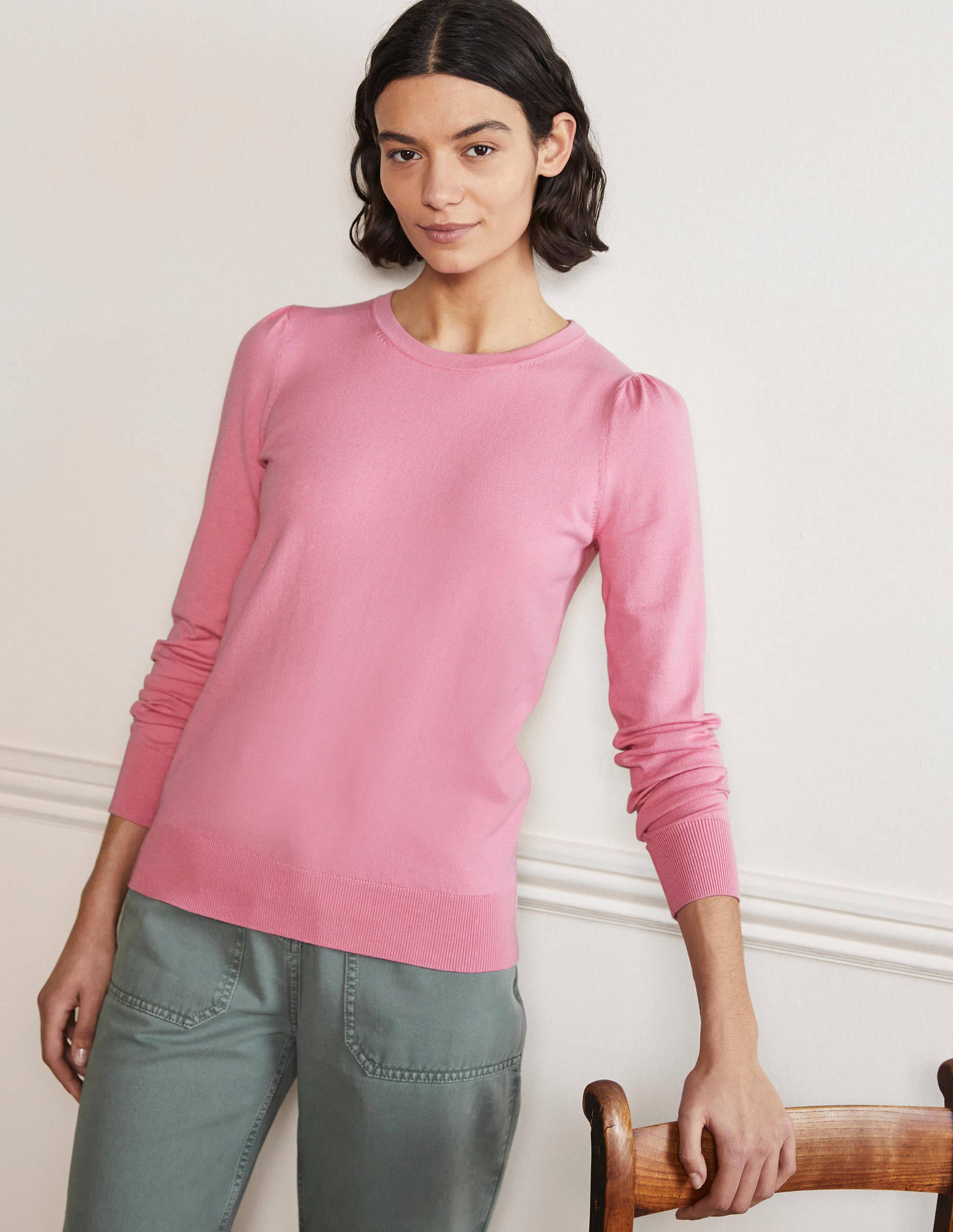 Baumwollpullover mit Rundhalsausschnitt-Blümchenrosa - Image 4