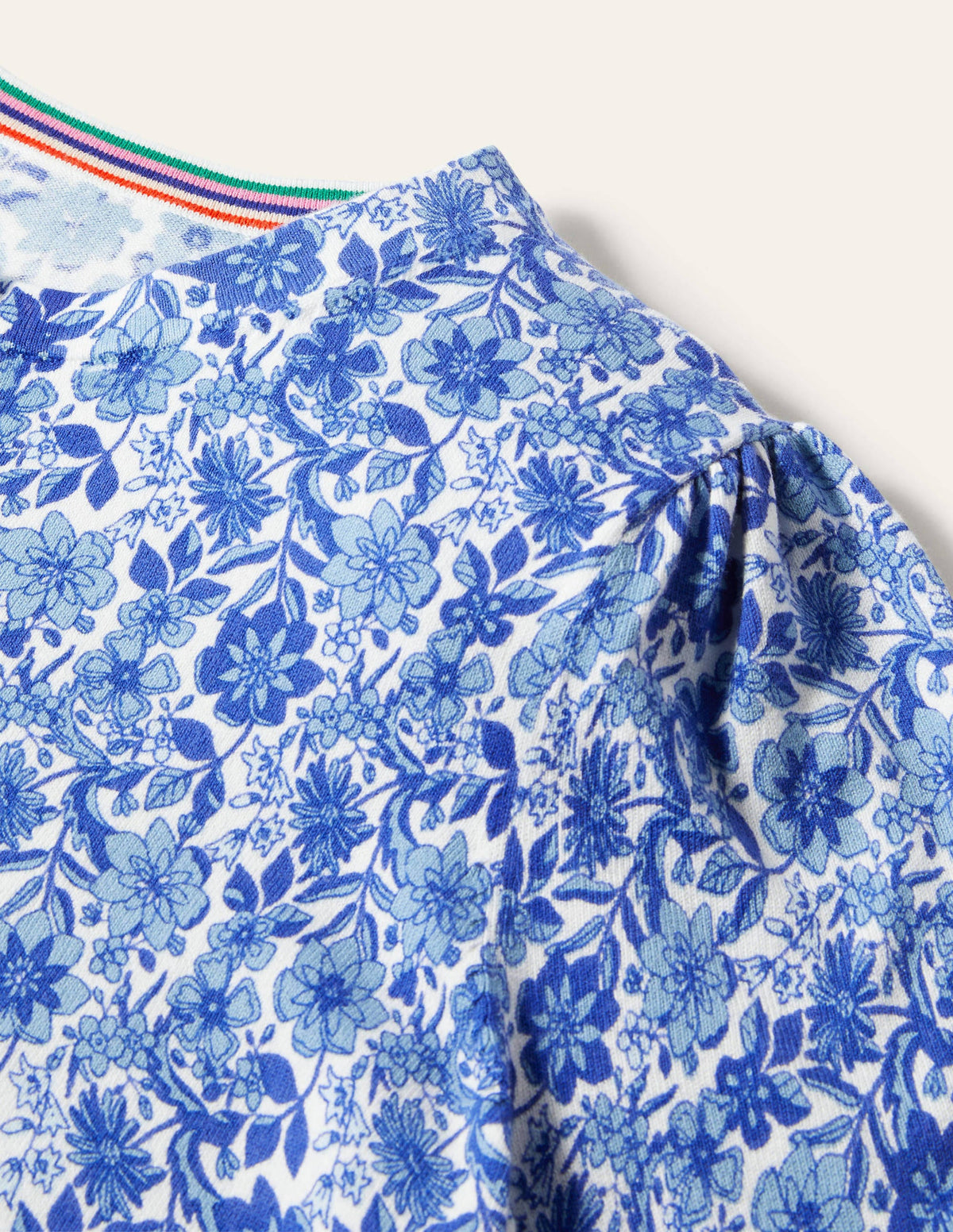 Baumwollcardigan mit Rundhalsausschnitt-Morgendämmerungsblau, Blumenmuster-5
